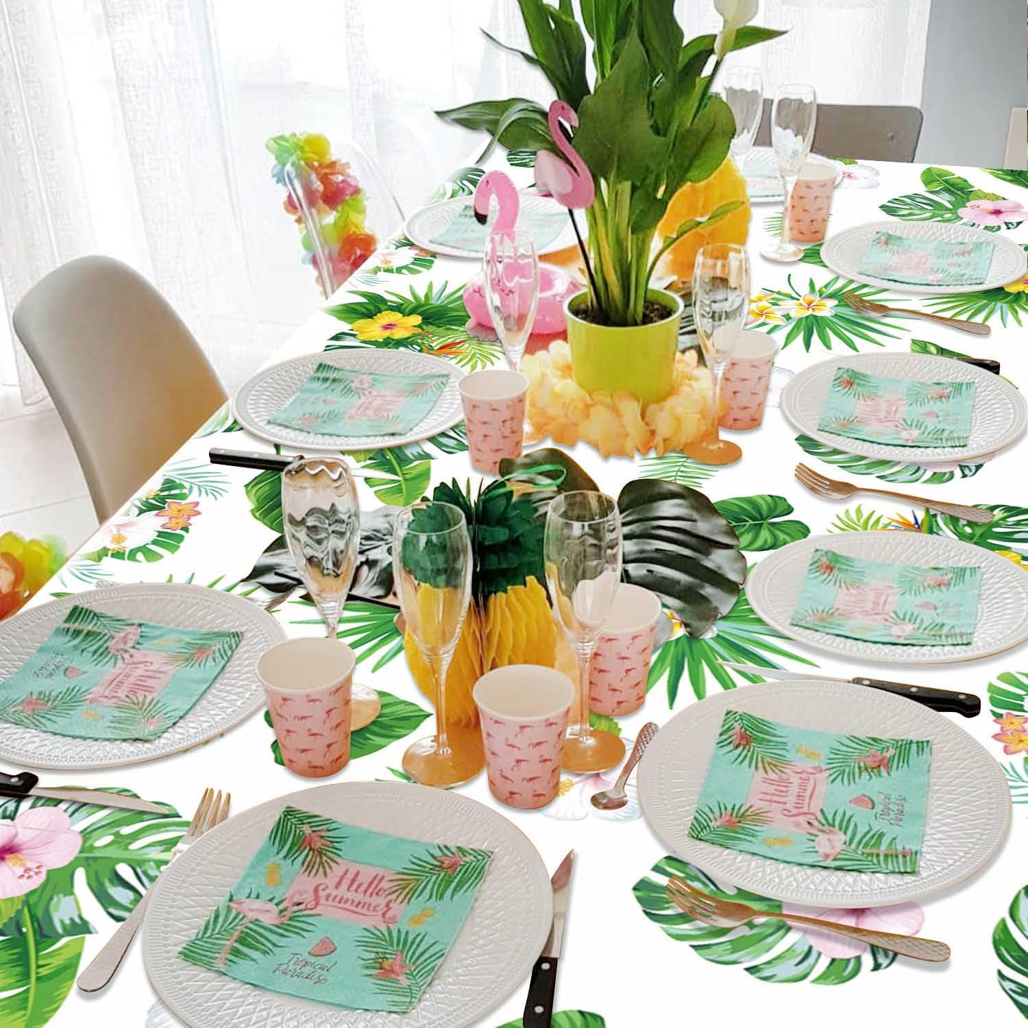 4 Pack Hawaiian Luau Tablecloths for Party Decorations