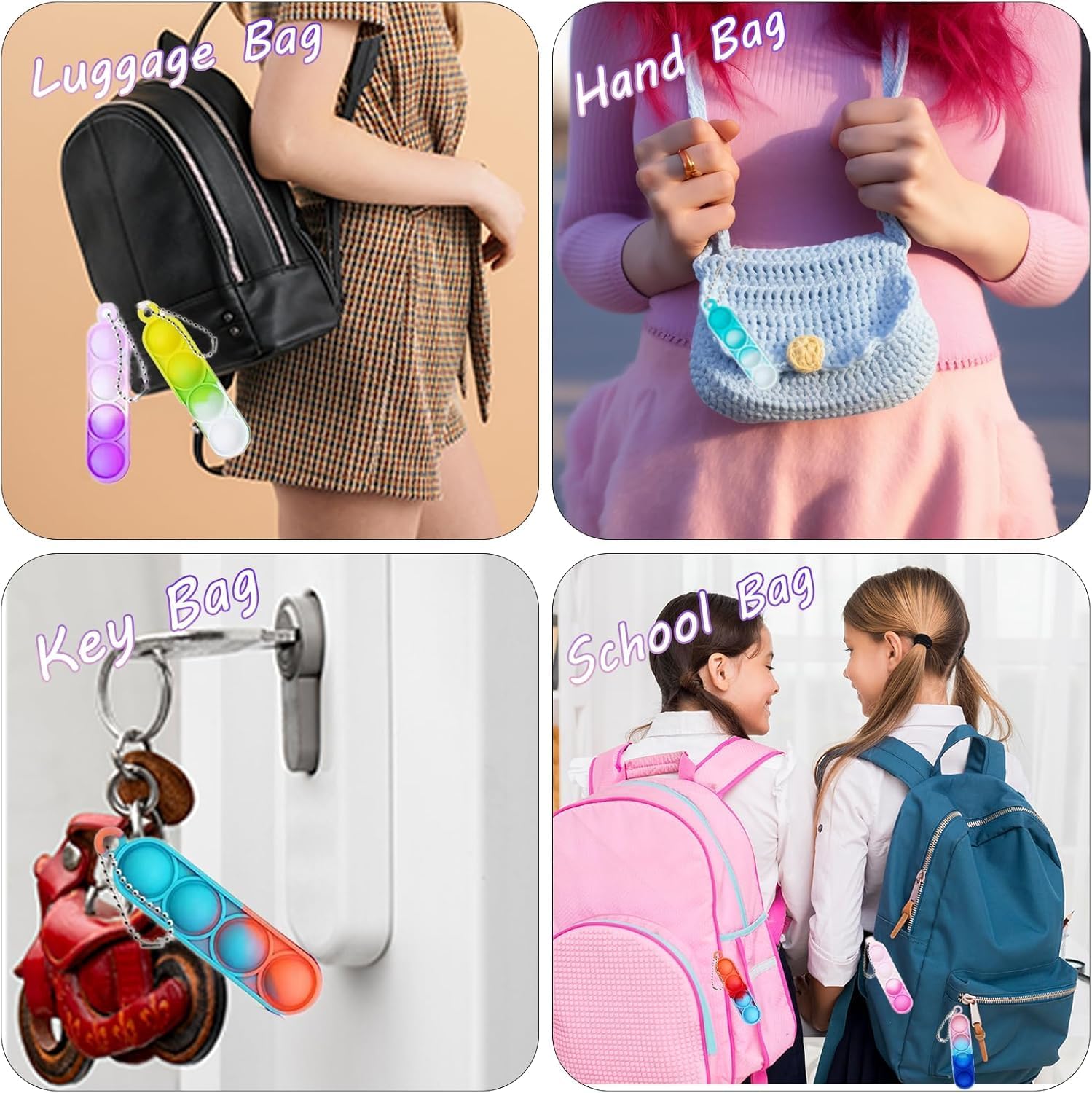 360 Pcs Rectangle Pop Keychain Fidget Toys for Kids