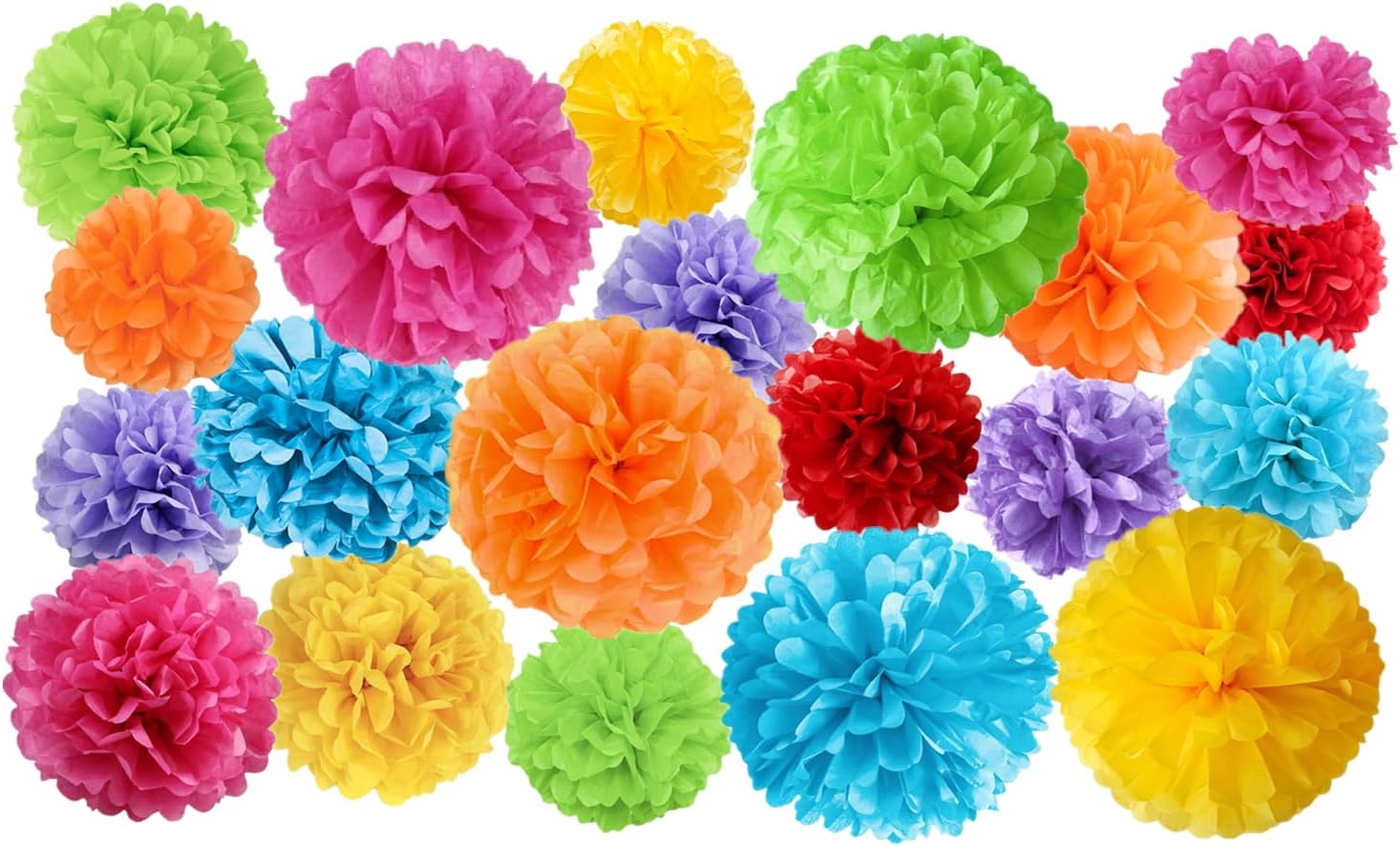 20 Pcs Multicolor Tissue Paper Pom Poms Kit