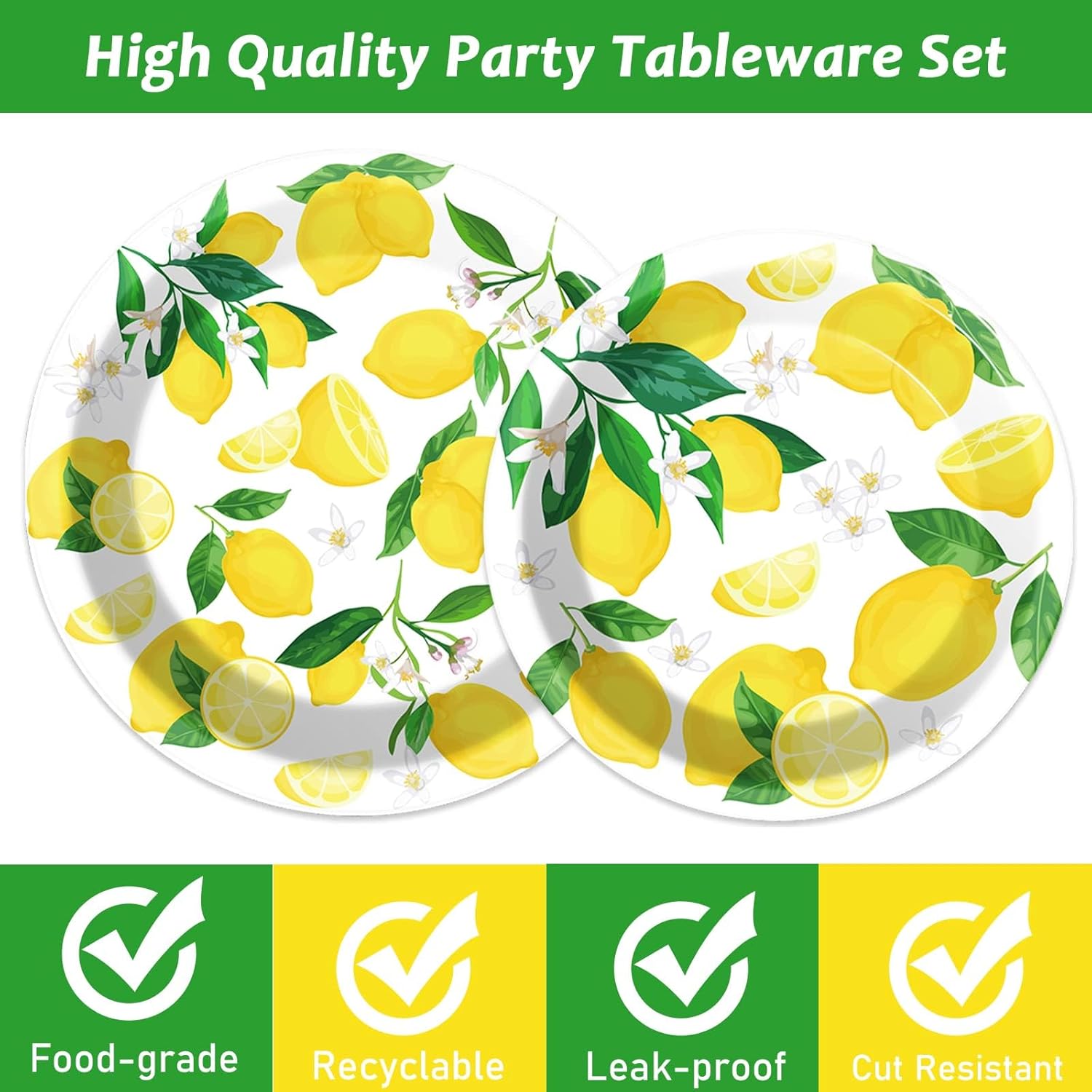 Wiooffen 96 Pcs Lemon Party Tableware Set