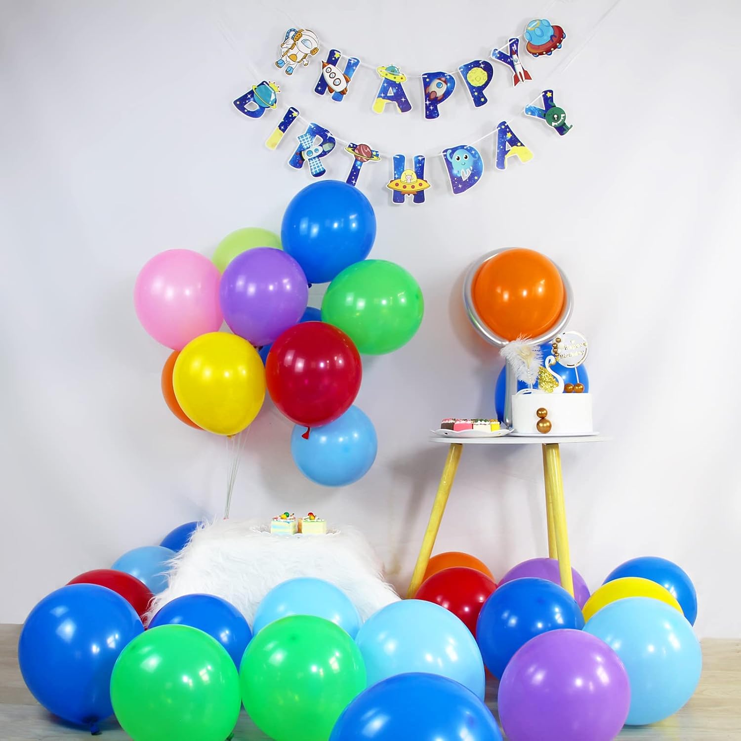 KAWKALSH 120 Rainbow Balloons 12 Inches Birthday Set