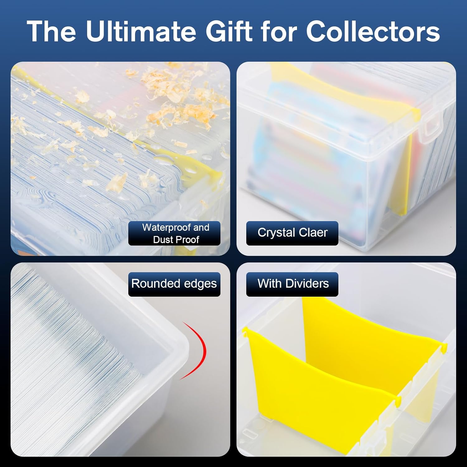 UNAOIWN 4 Pack Card Storage Boxes with Dividers