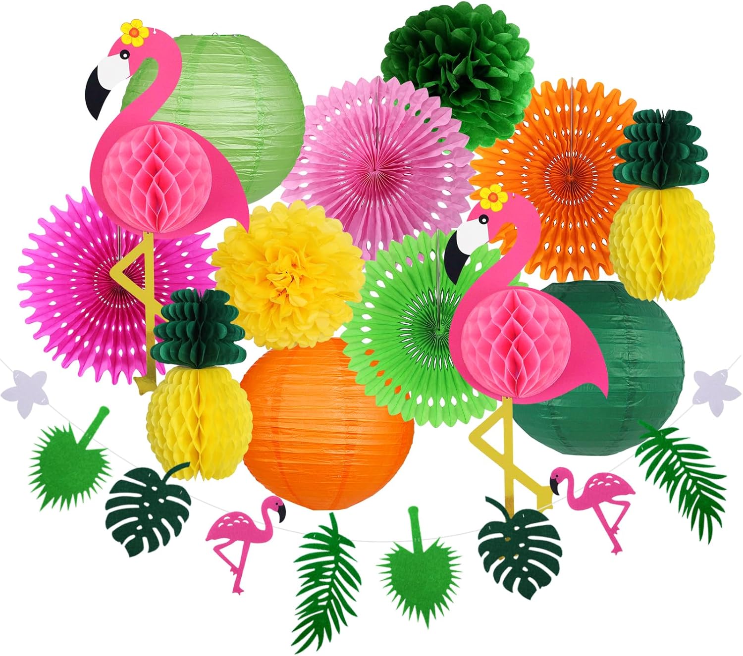 Yuxiou Tropical Party Decor Set with Flamingos and Pineapples