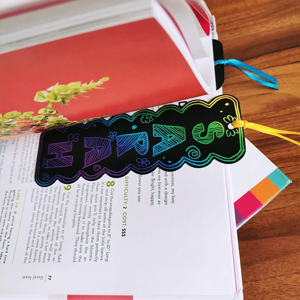 Supla 36 Piece Magic Rainbow Scratch Bookmarks DIY Kit for Kids
