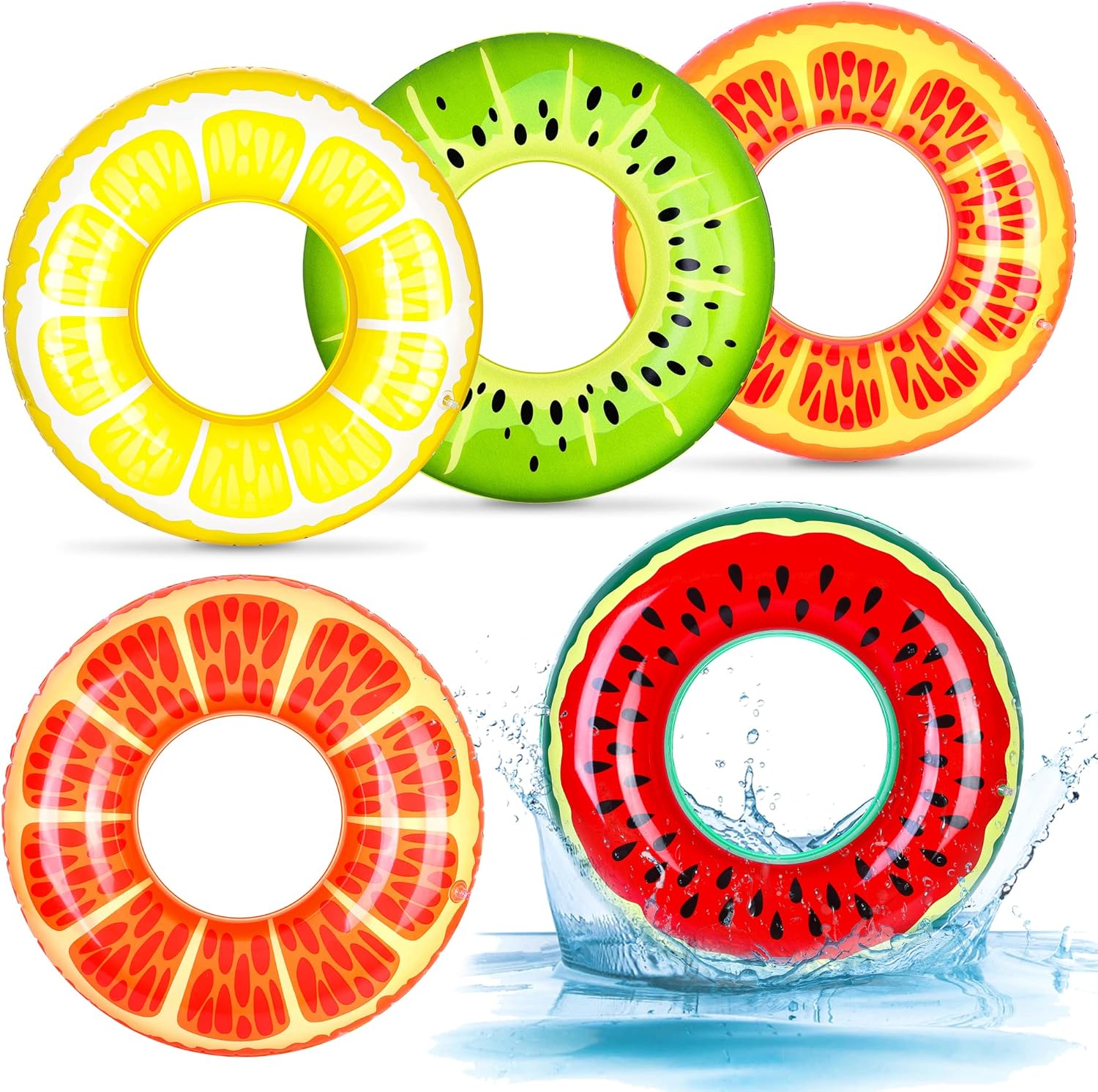 Elcoho 5 Piece Inflatable Swim Rings Pool Toys