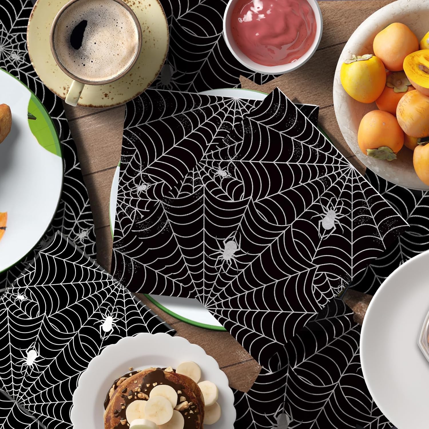 50 Pack Halloween Black Spider Napkins