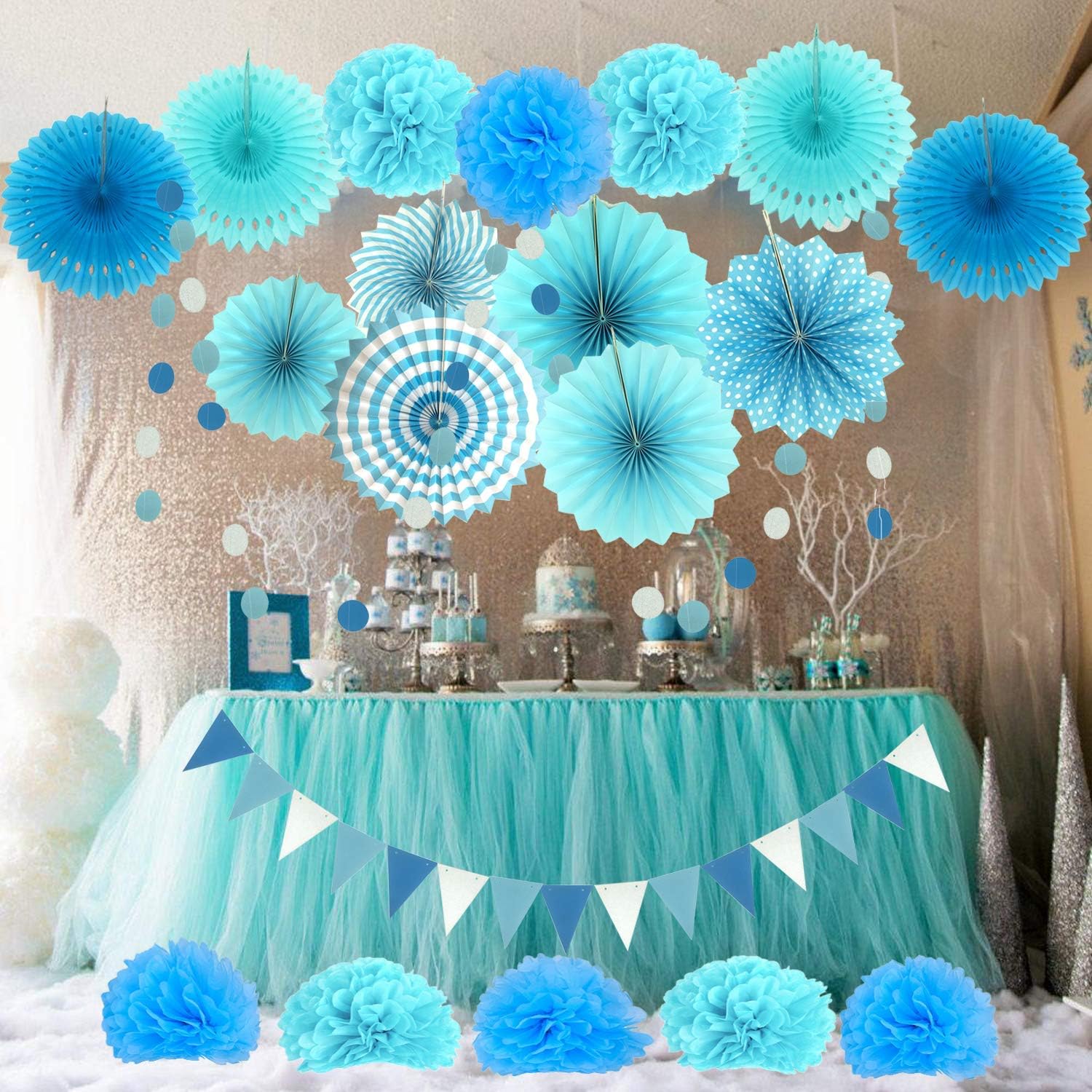 ZERODECO Blue Party Decorations 21 Pcs