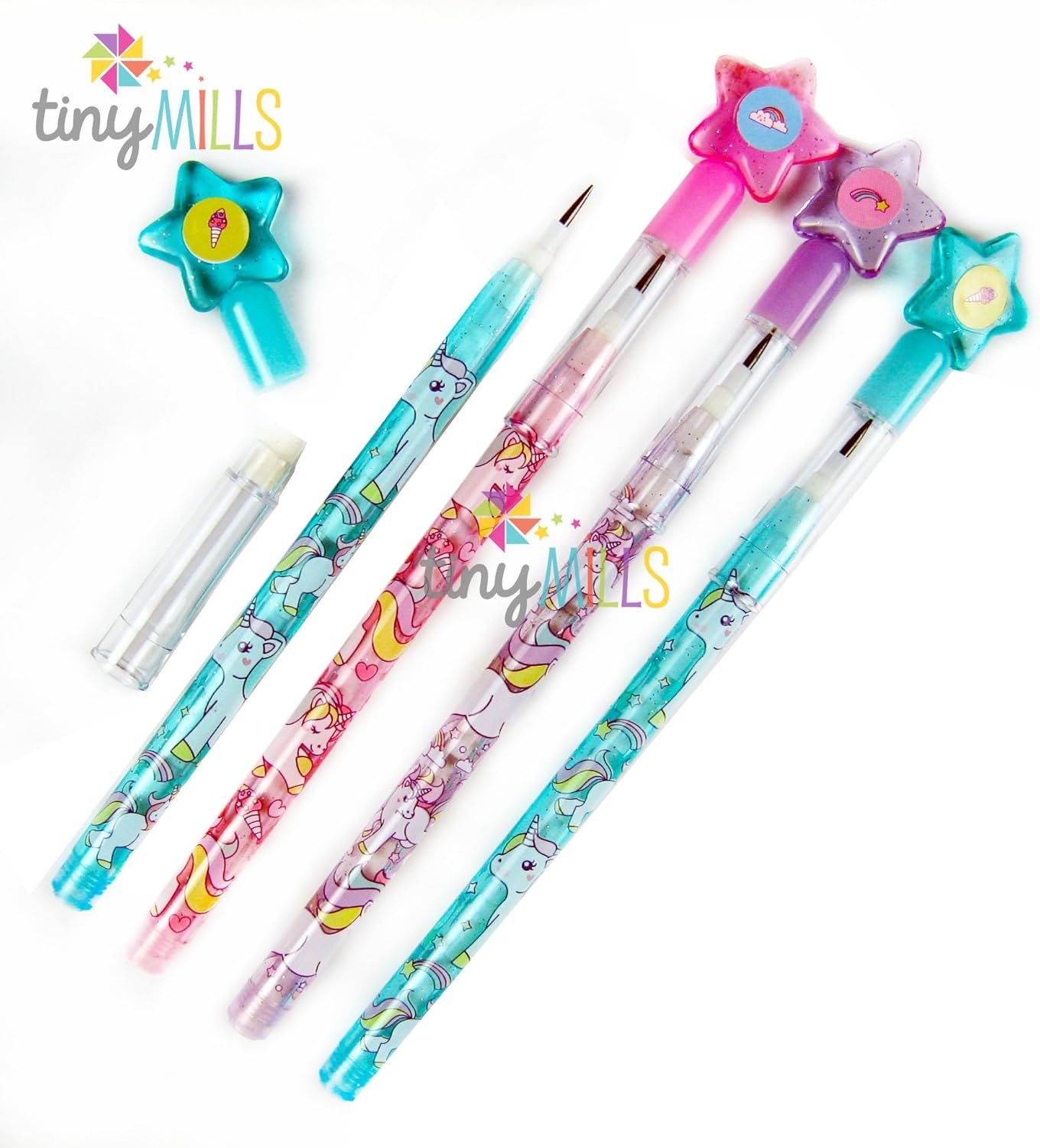 TINYMILLS Unicorn Stackable Push Pencil Set 24 Pcs