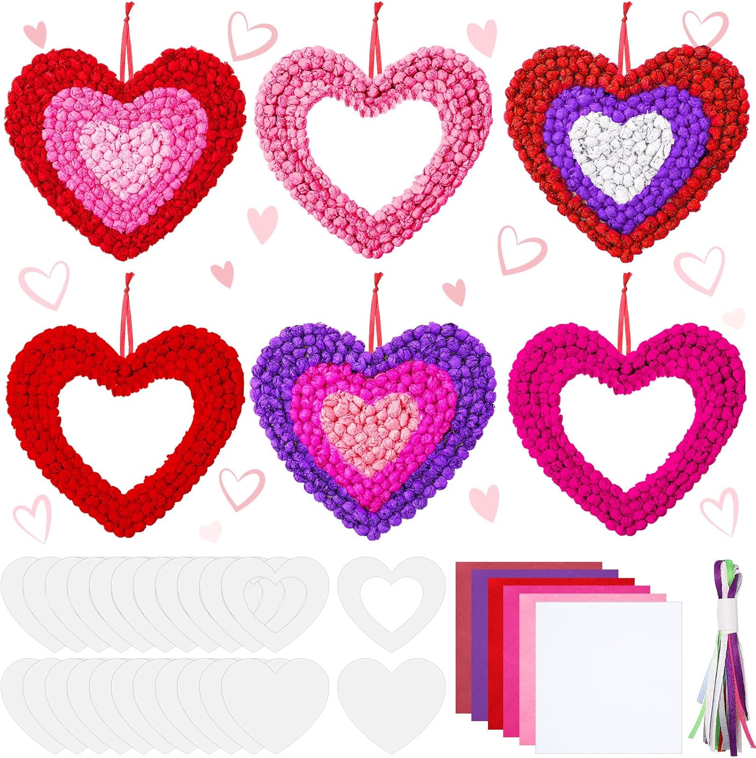 Jetec 24 Piece Heart Shaped Craft Kit with Tissue Paper