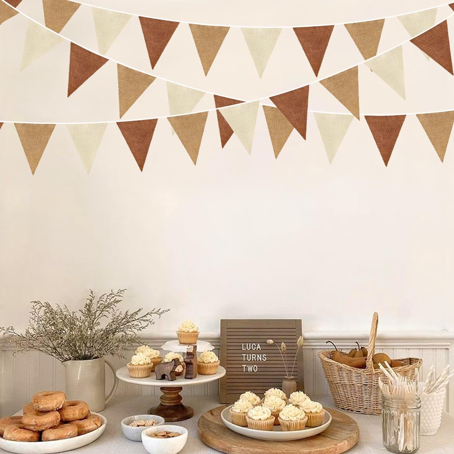Brown Boho Pennant Bunting Garland 32Feet Decorations