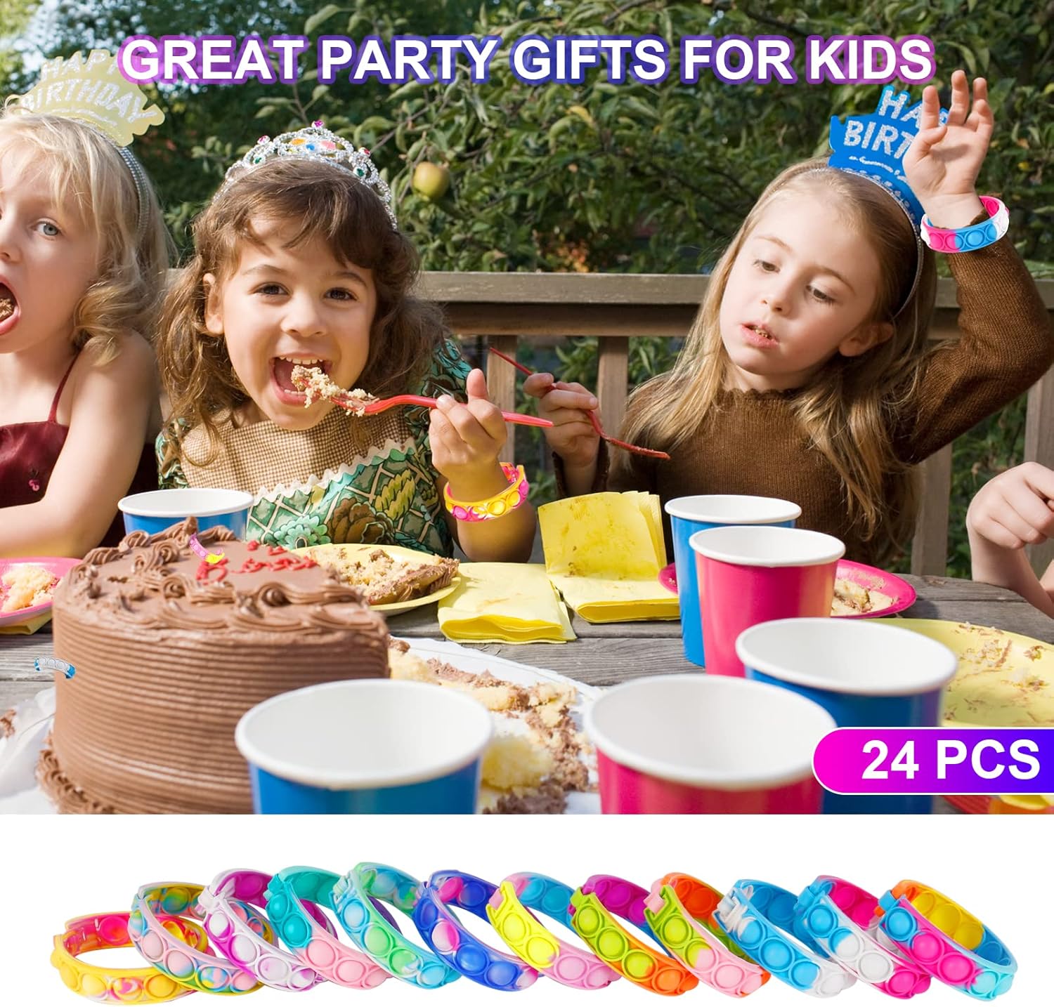 Genuvi Pop Bracelets Fidget Toys 24 Pack Bulk