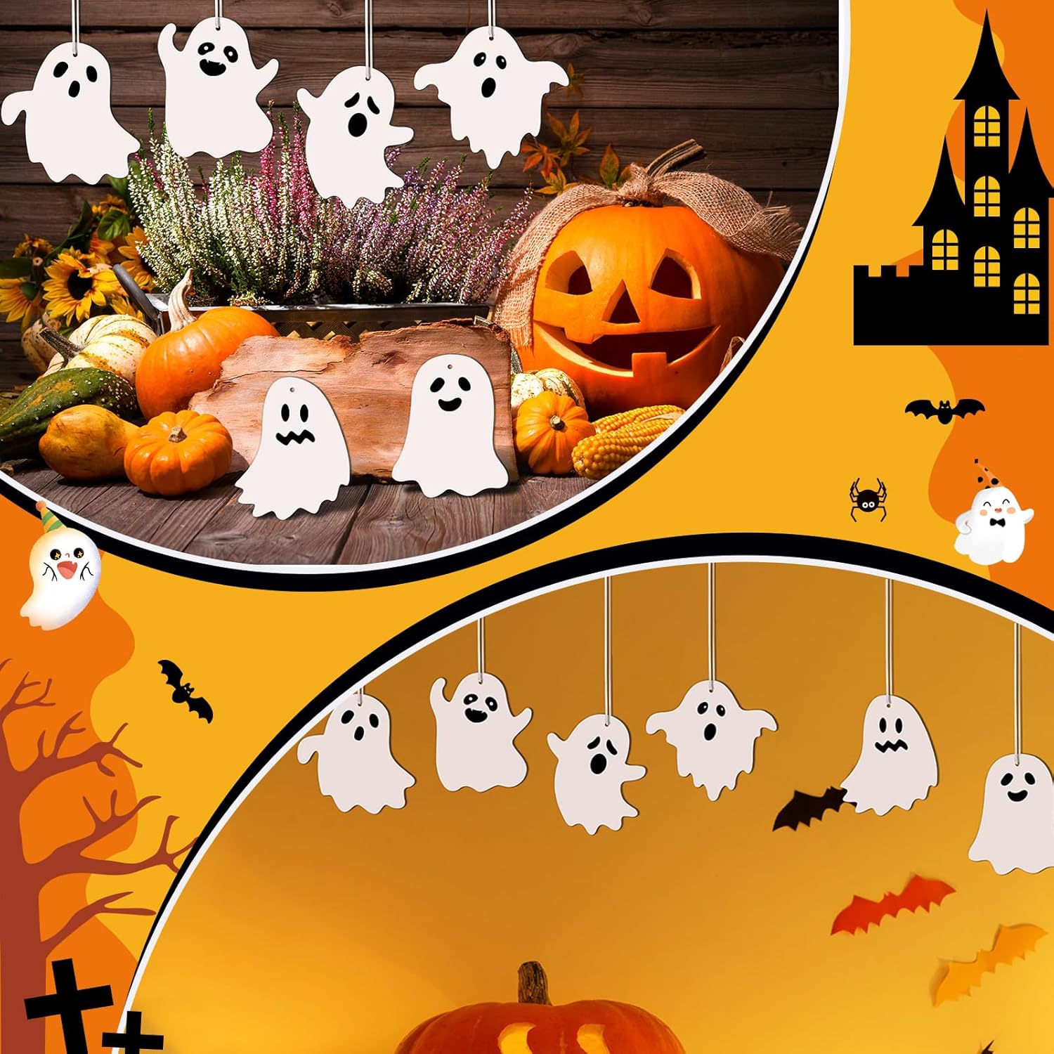 Motipuns 60 Pcs Halloween Ghost Scratch Card Craft Kit