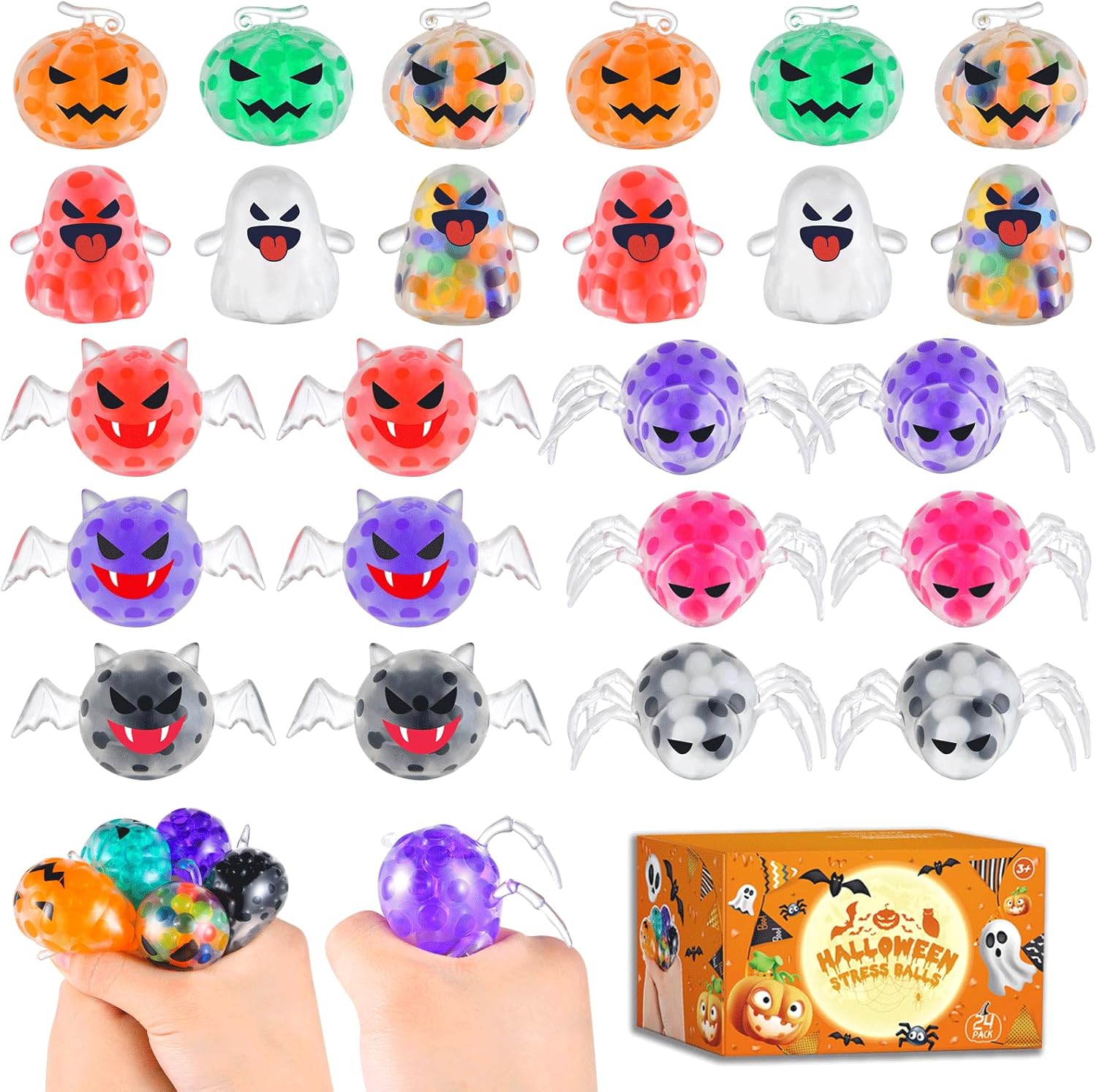 24 Pack Halloween Mini Squeeze Balls Stress Relief Set