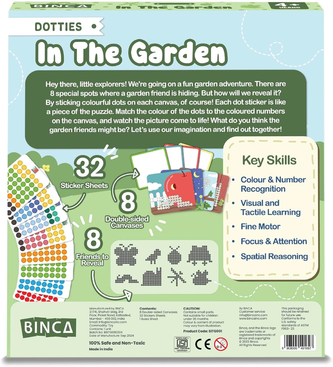 BINCA Dotties Dot Art Kit with 1500 Stickers for Kids 4-8