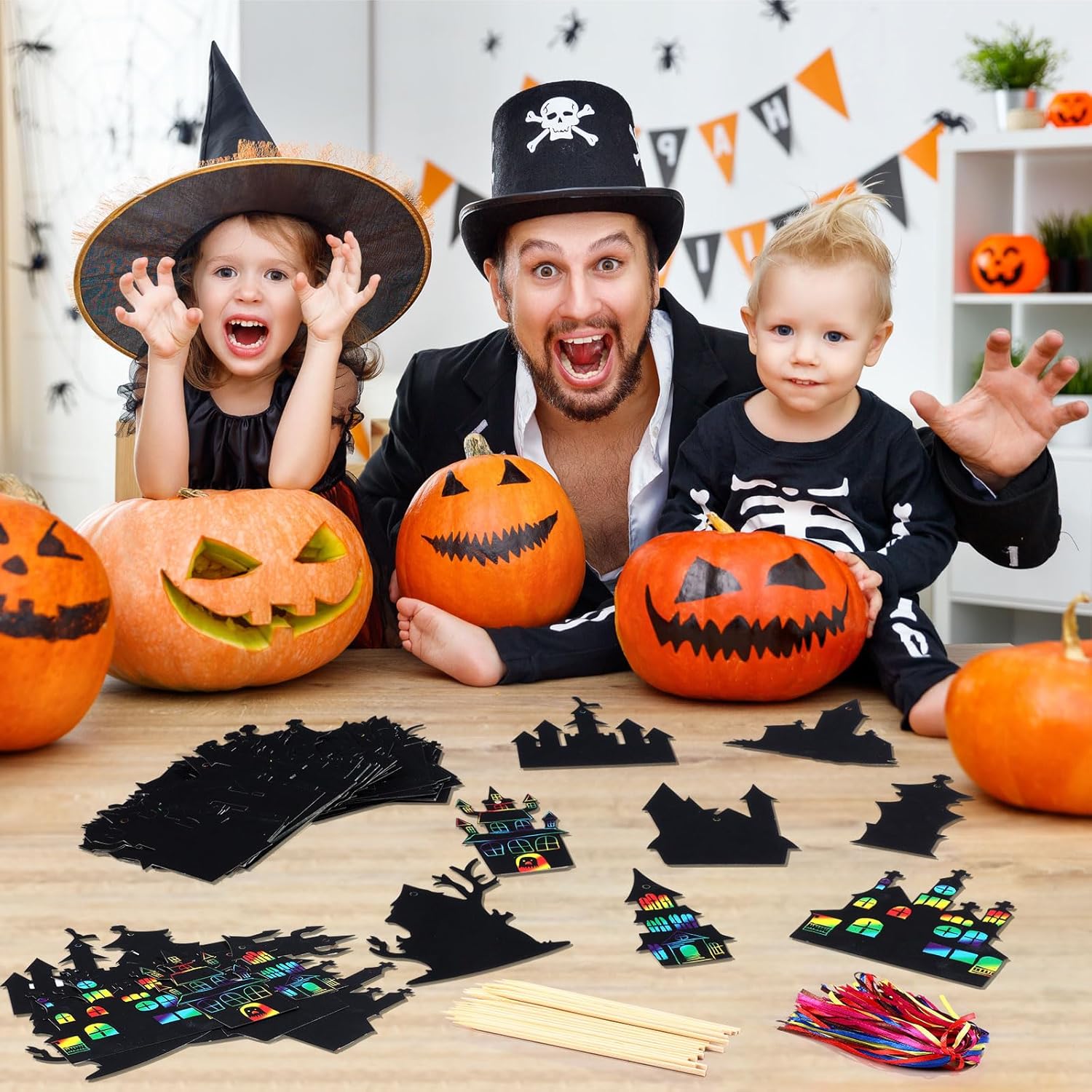 Motipuns 80 Piece Halloween Scratch Card Kit