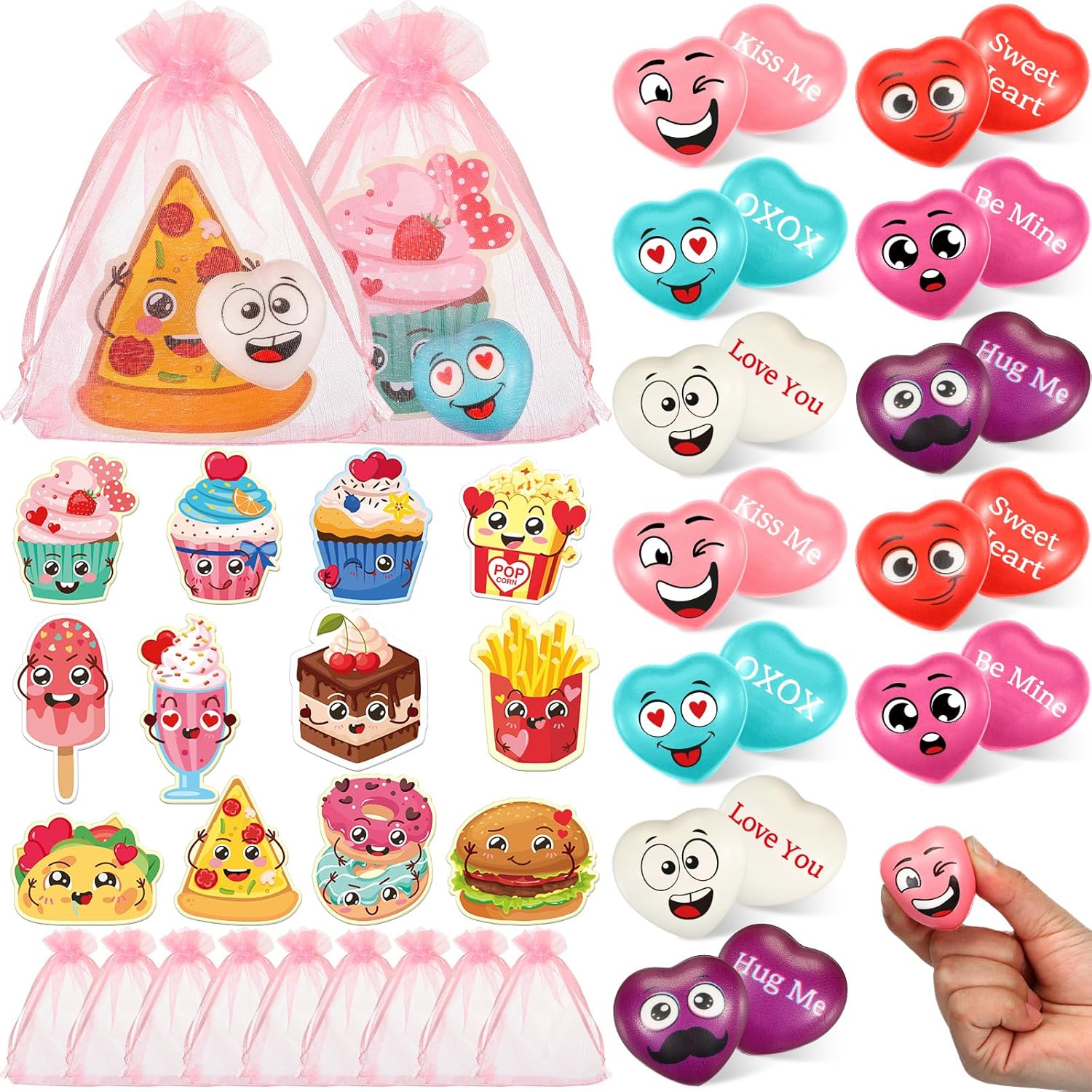 20pcs Valentine Stress Balls with Funny Cards