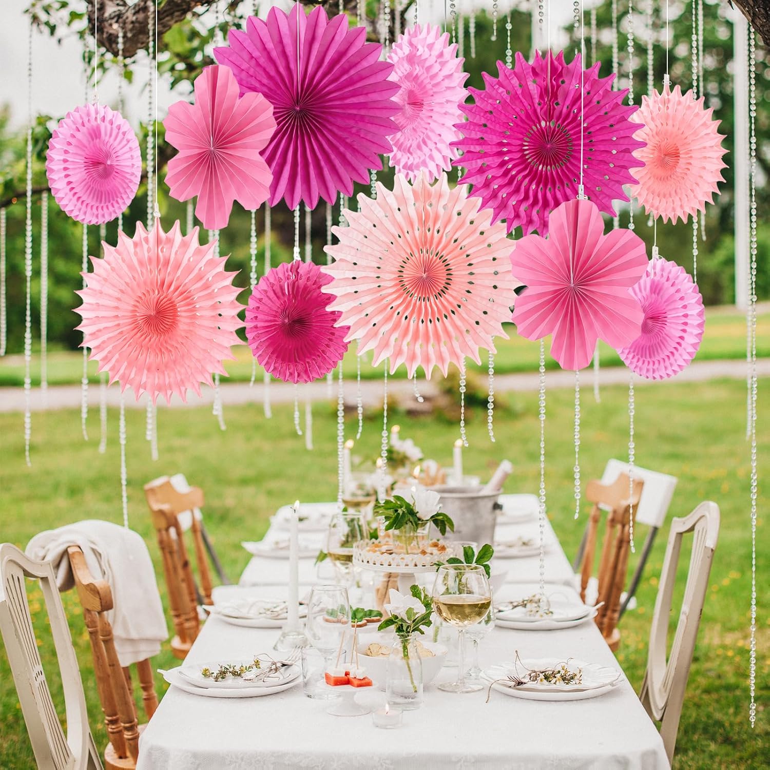 PAPER JAZZ Hot Pink Paper Flowers Decorations Pack of 11