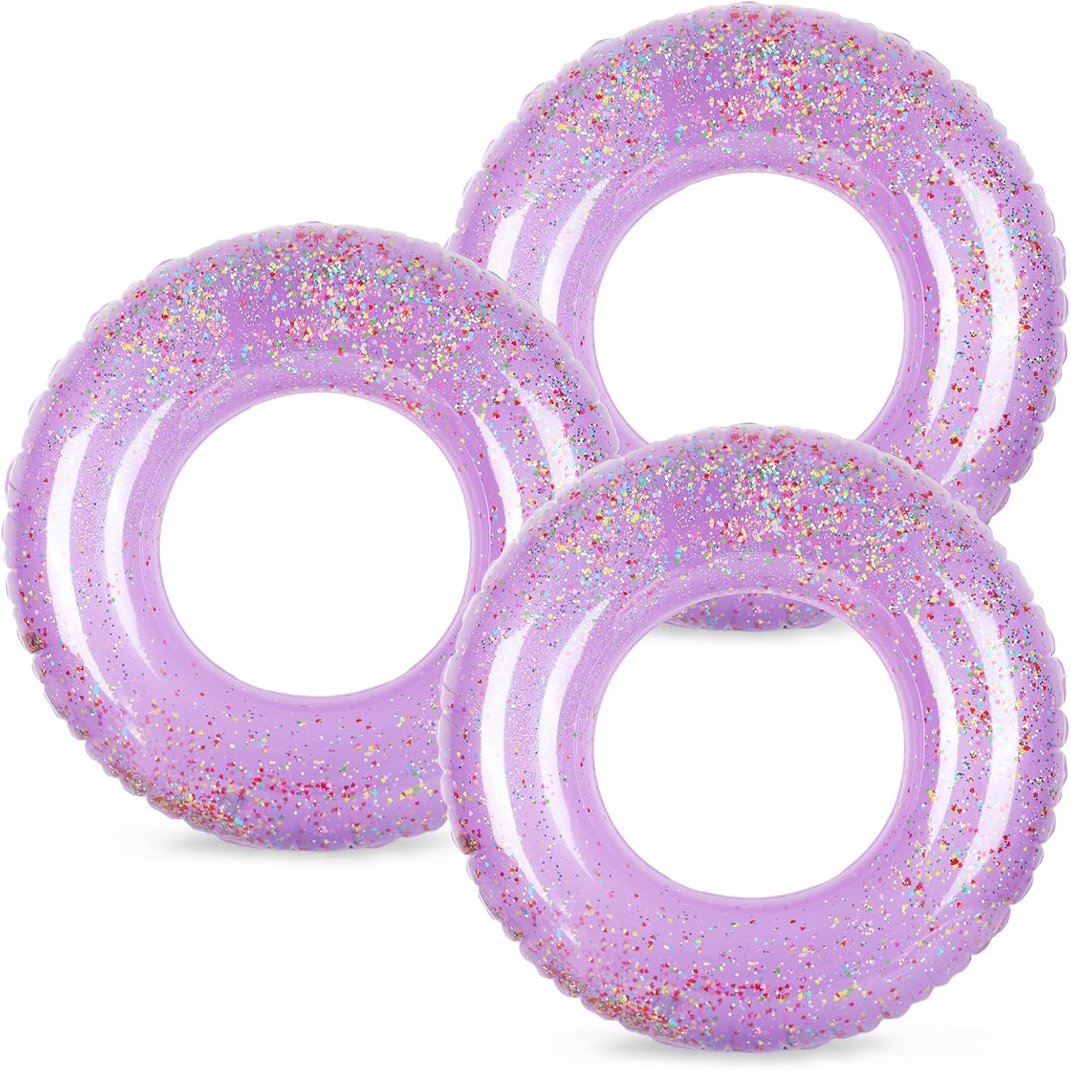Whaline 3Pcs Purple Glitter Inflatable Swim Rings