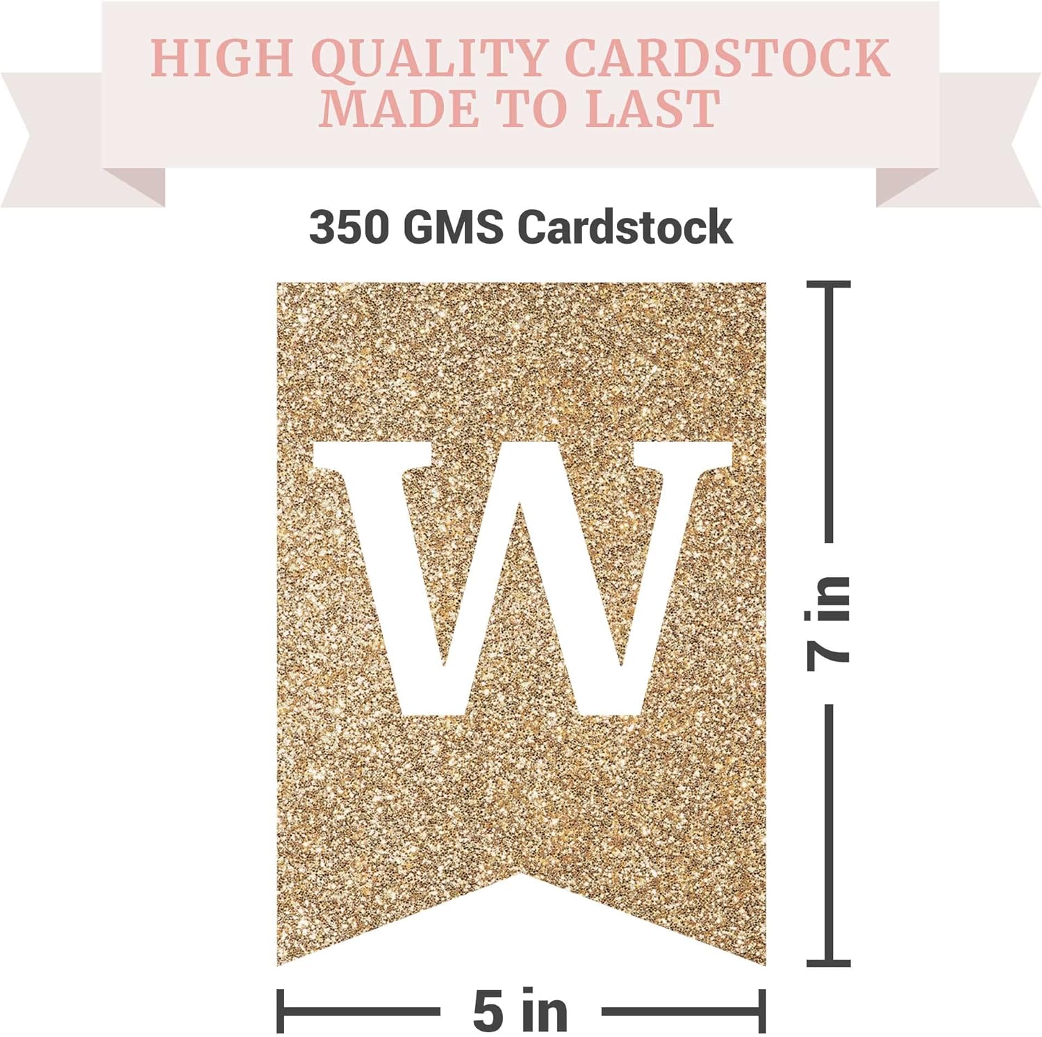 Gold Glitter Welcome Banner Pre-strung 6 ft