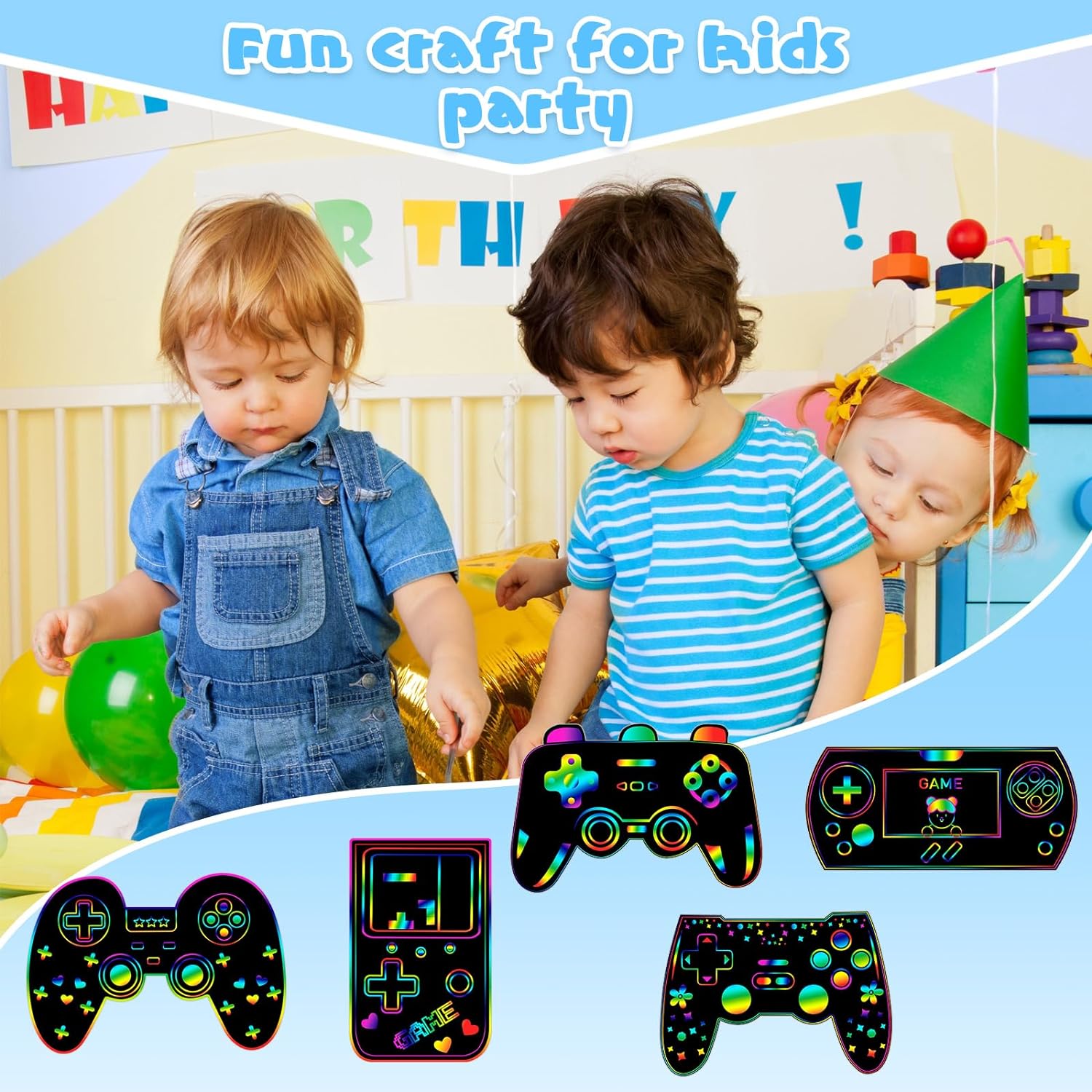 60 pcs Video Game Scratch Cards DIY Party Decor