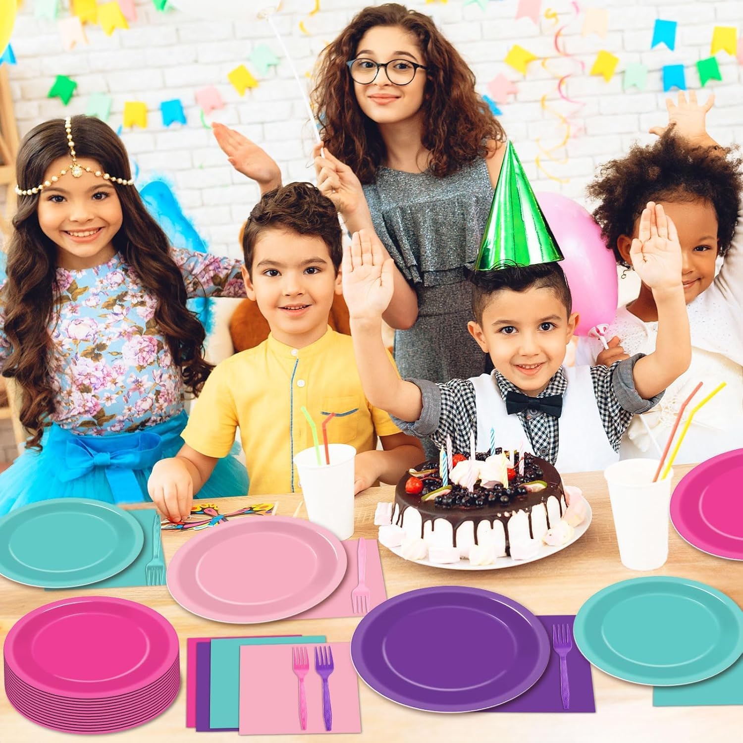 96 PCS Colorful Dog Birthday Party Tableware Set