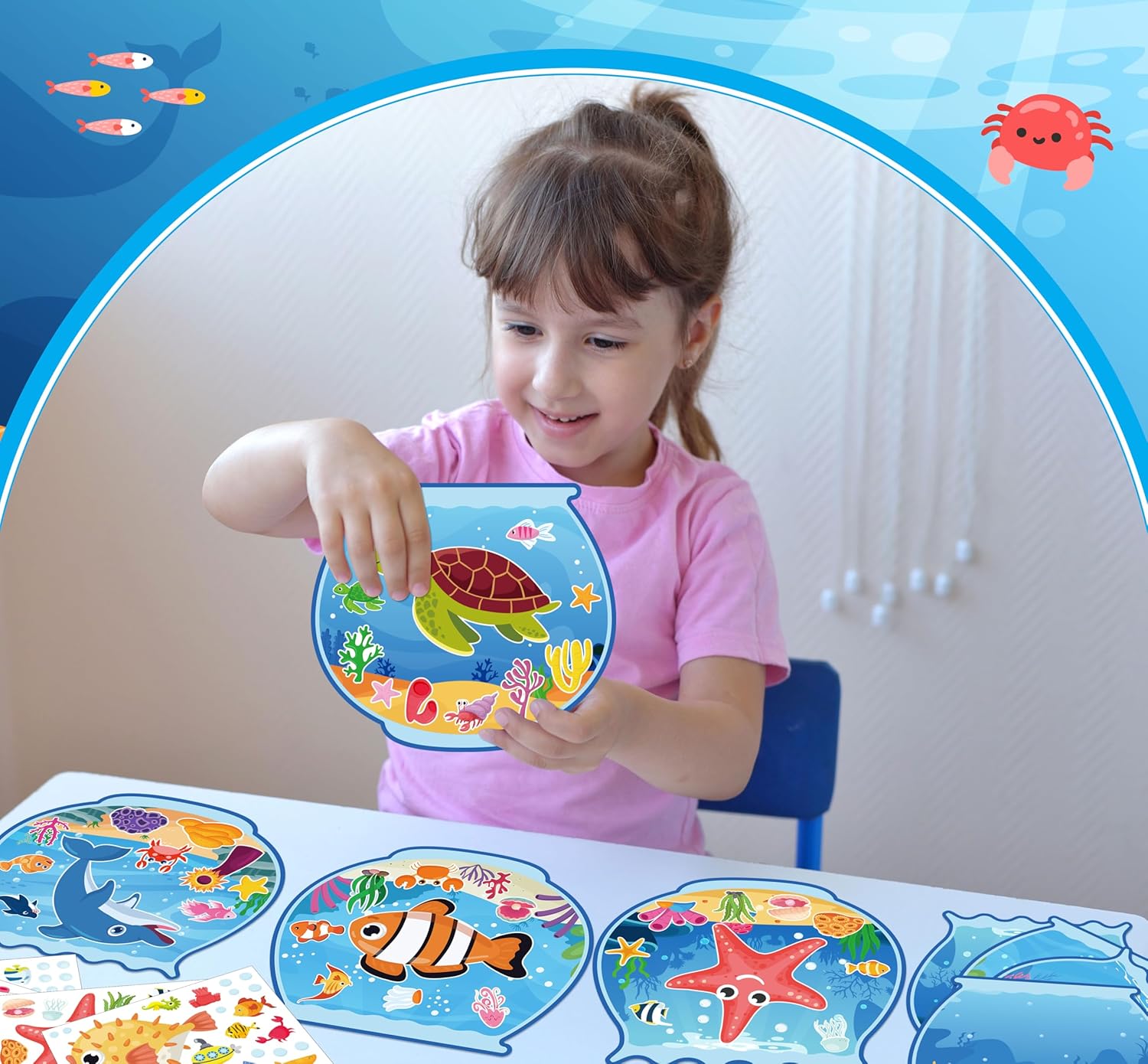80UncleKimby 32pcs Ocean Animal Craft Sticker Kit