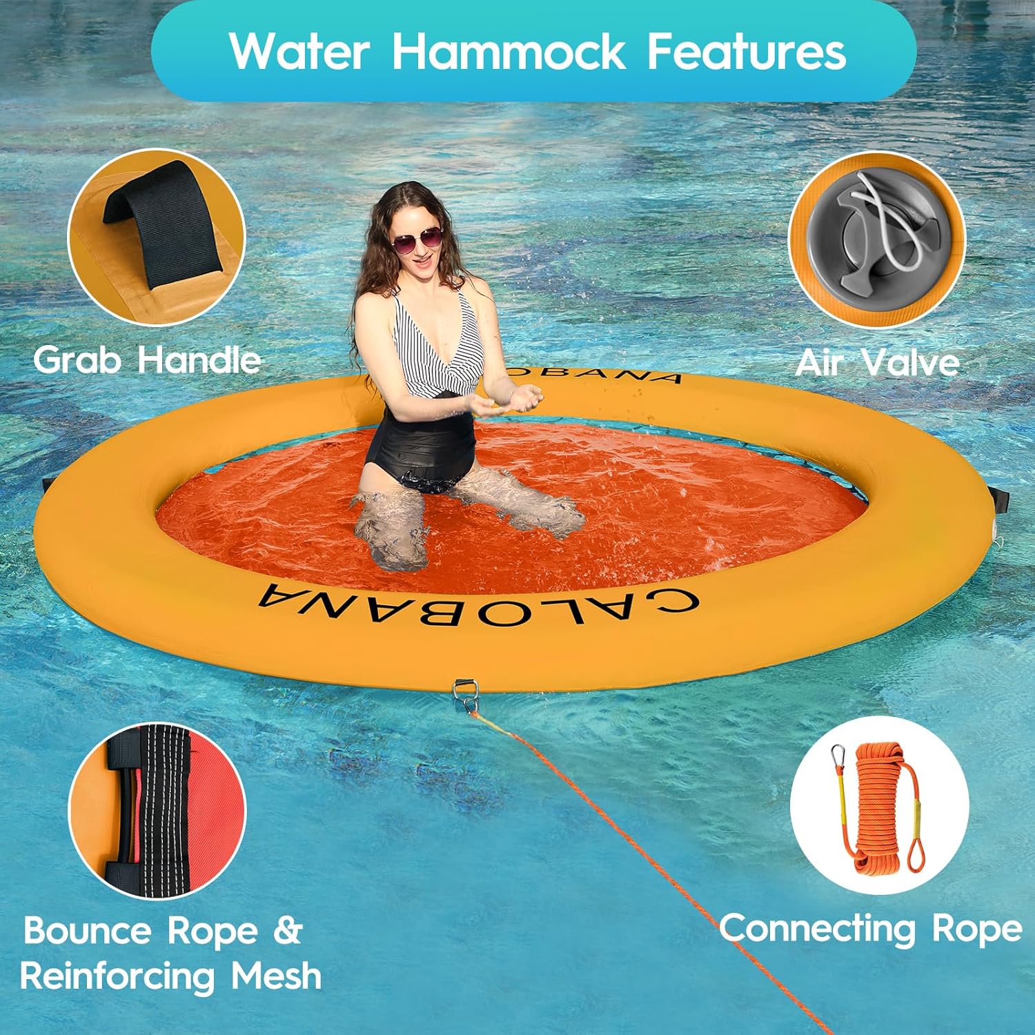 CALOBANA Inflatable Water Hammock Platform for Pool Lake Beach Party