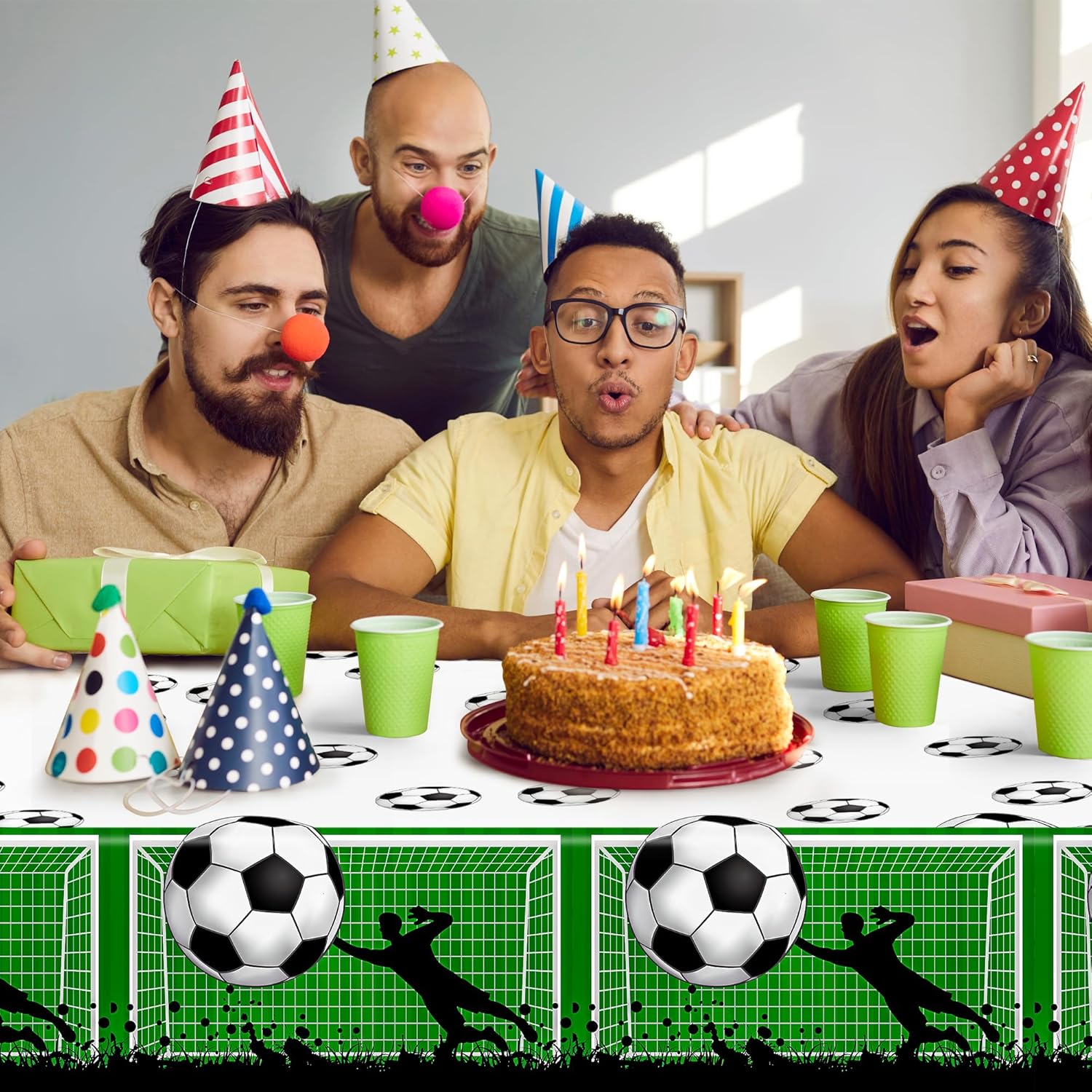 Kochorie 2 Piece Soccer Themed Tablecloth