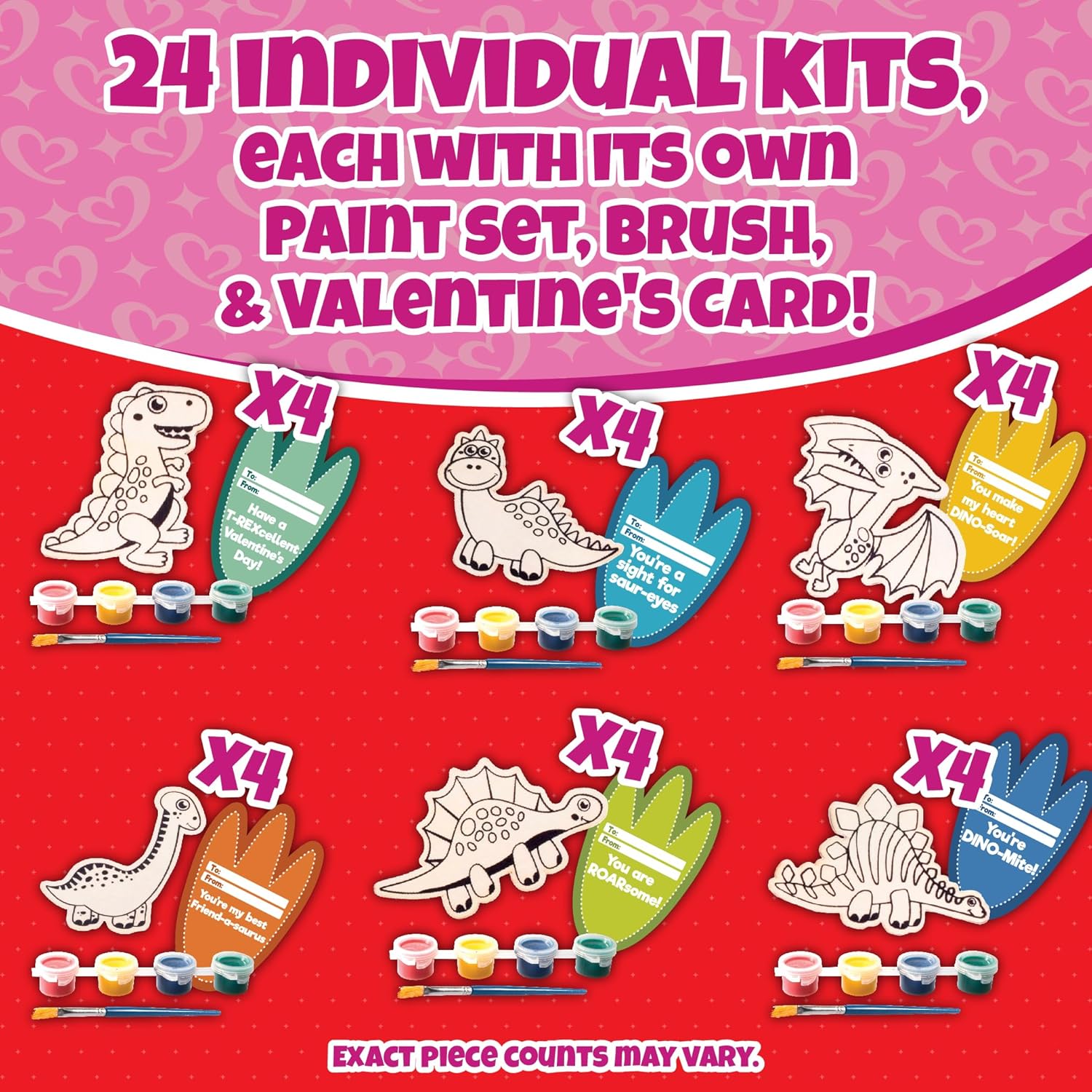 Dinosaur Wood Painting Kit 24 pcs for Kids Party Favors