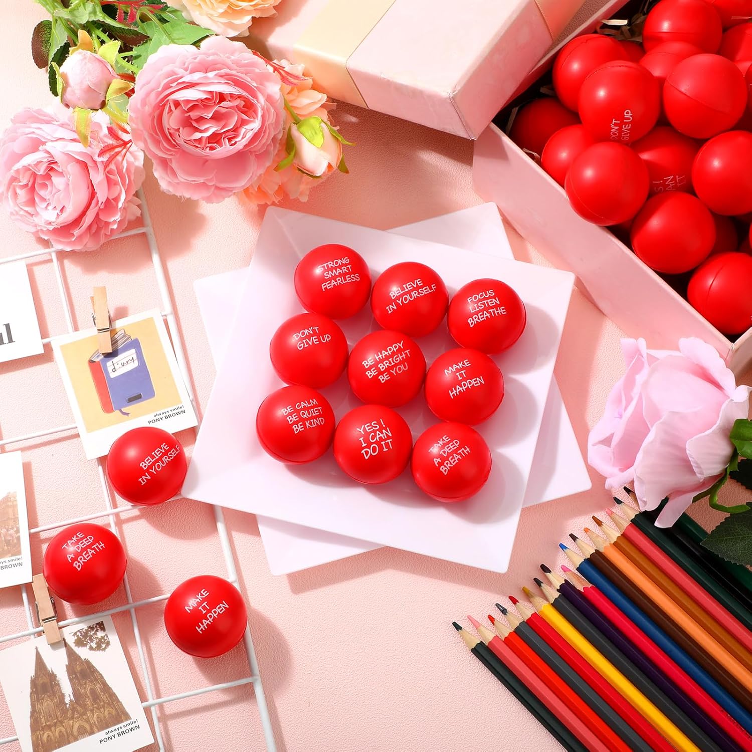 Shappy 72 Pcs Stress Relief Balls with Inspirational Quotes