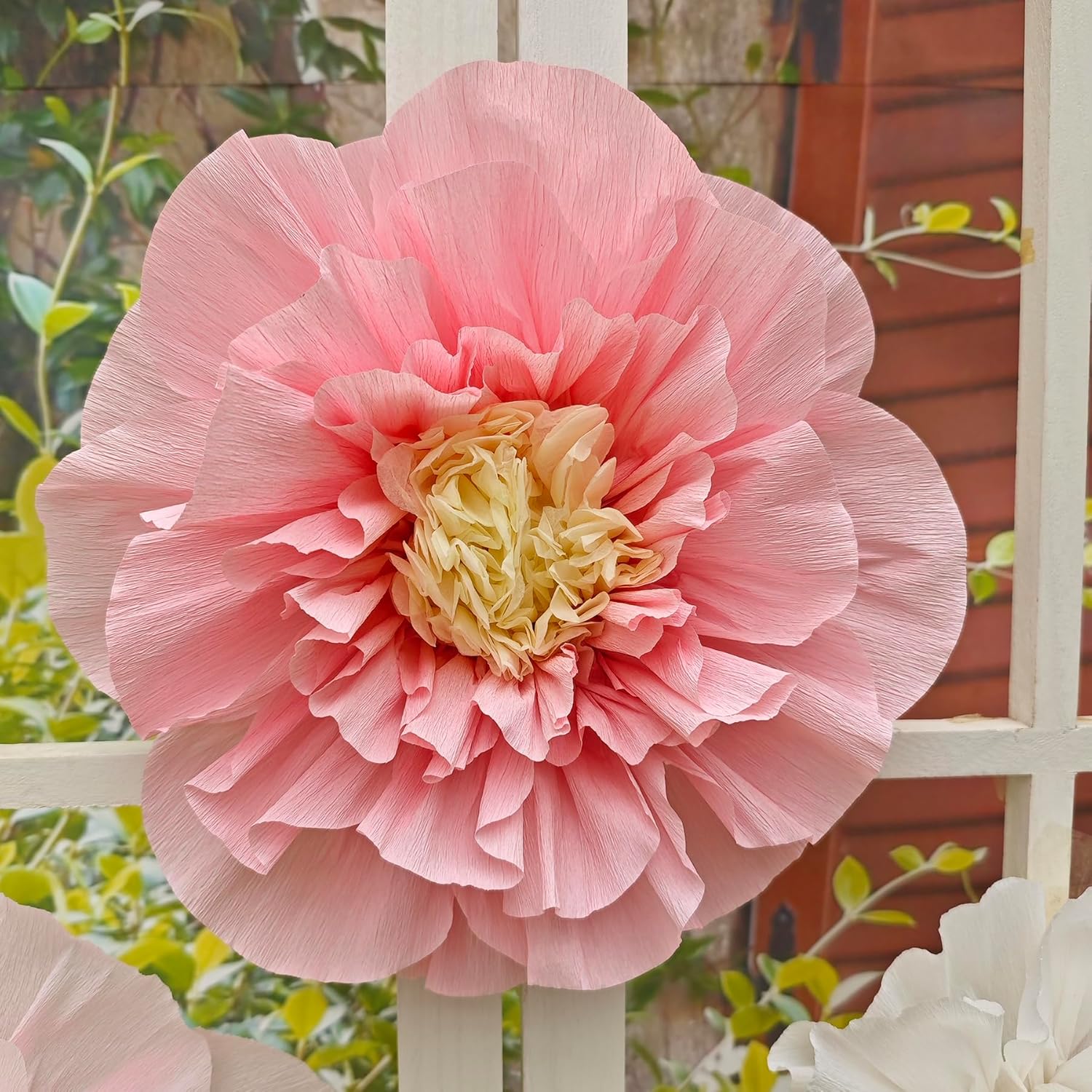 Mybbshower Crepe Paper Flowers Pack of 4 Blush Pink White