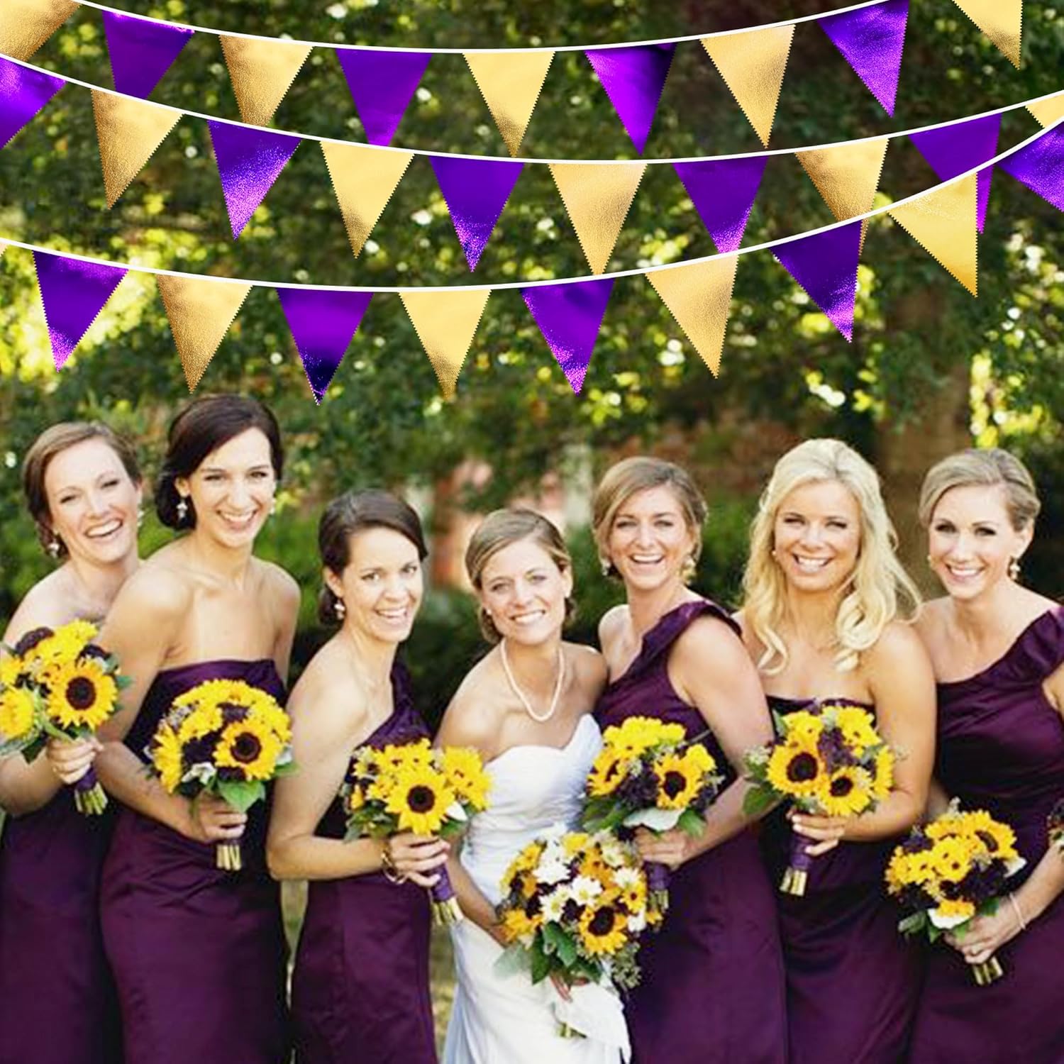 Pinkblume Purple Gold Party Decorations Flag Bunting Garland