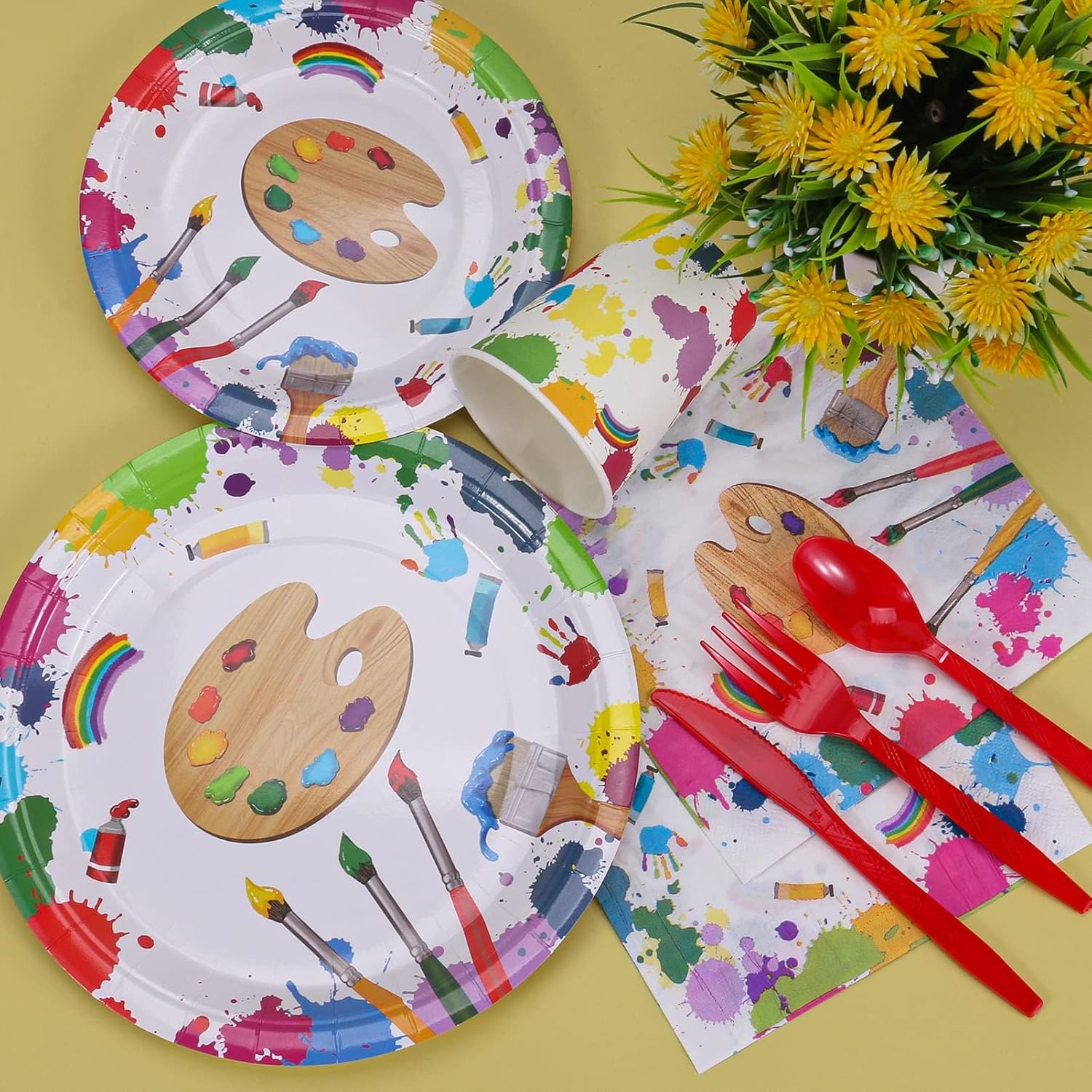 Atonofun Art Party Dinnerware Set for 24