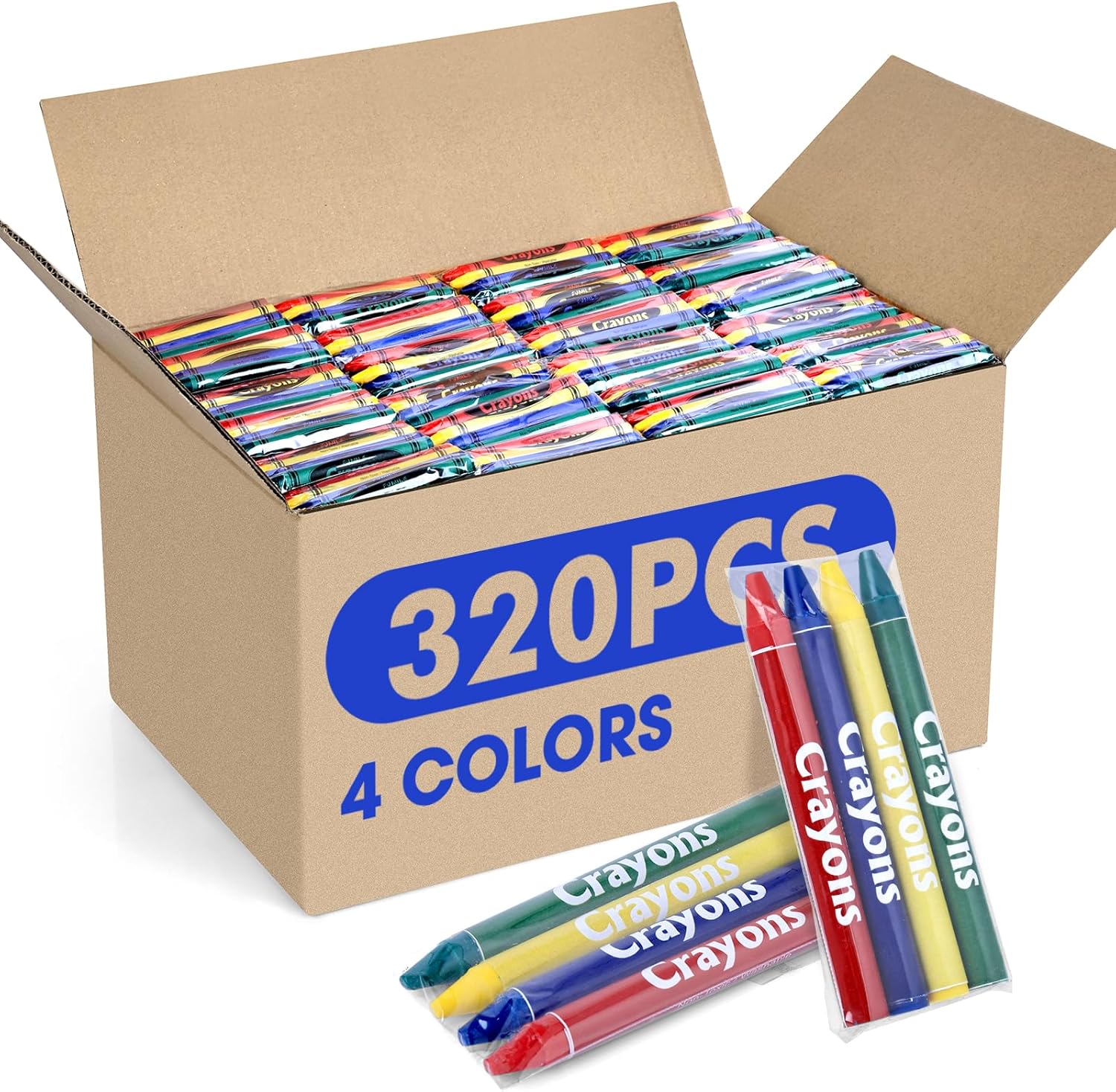 FUMILE 80 Packs 4 Colors Crayons 320 Count