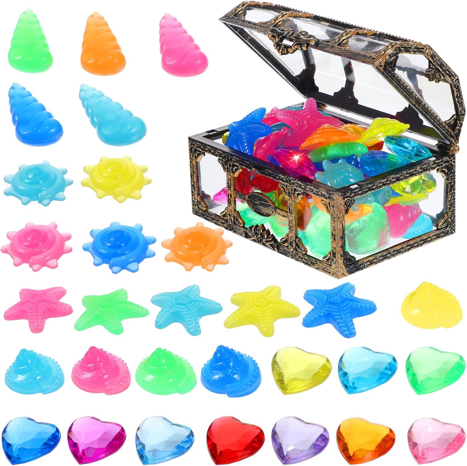 Pirate Treasure Chest Glowing Gems Pool Toy
