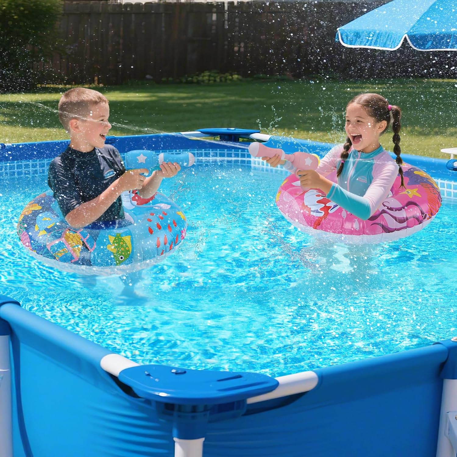 Bigmeta 2 Sets Kids Pool Floats with Water Gun