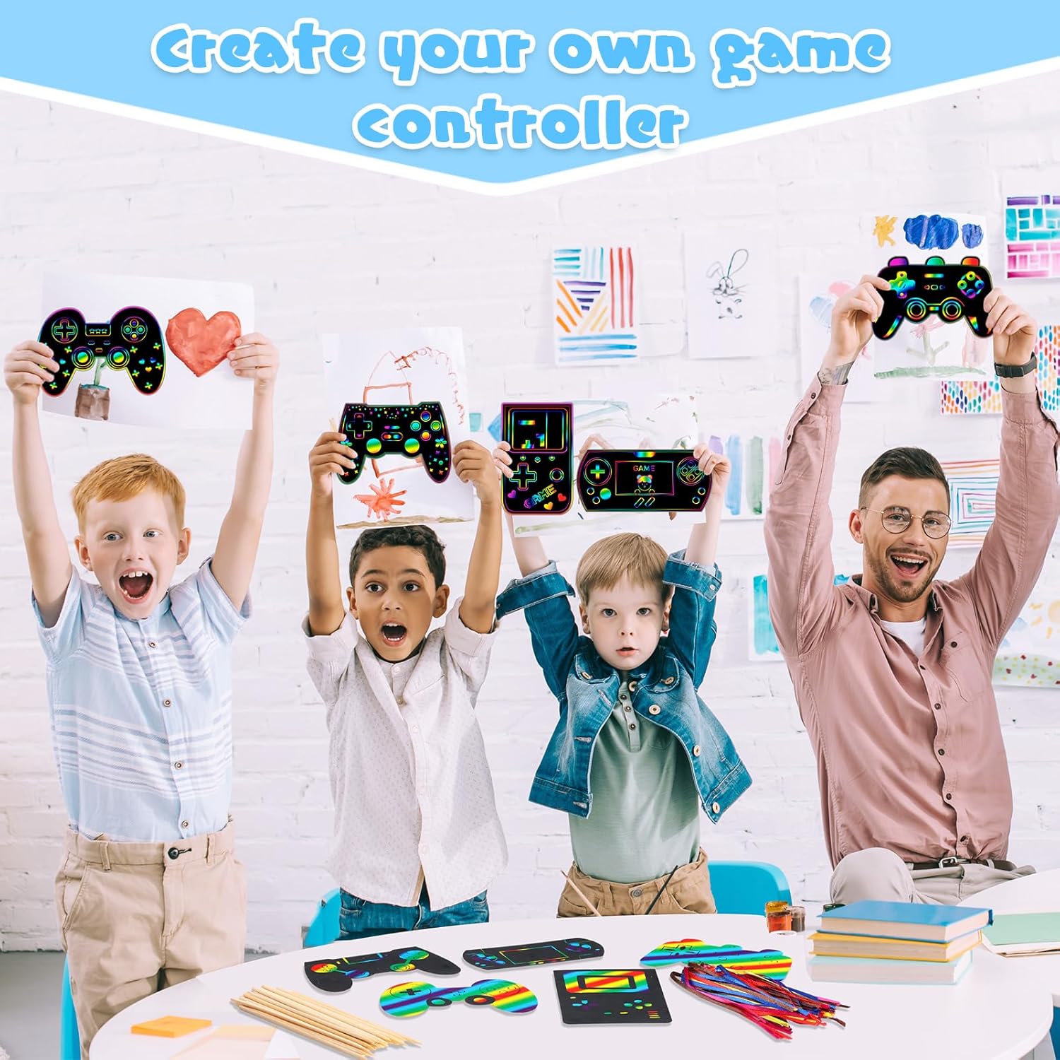 60 pcs Video Game Scratch Cards DIY Party Decor