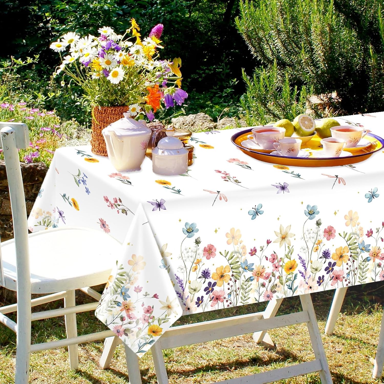 3 Piece Wildflower Tablecloths for Spring Birthday Party