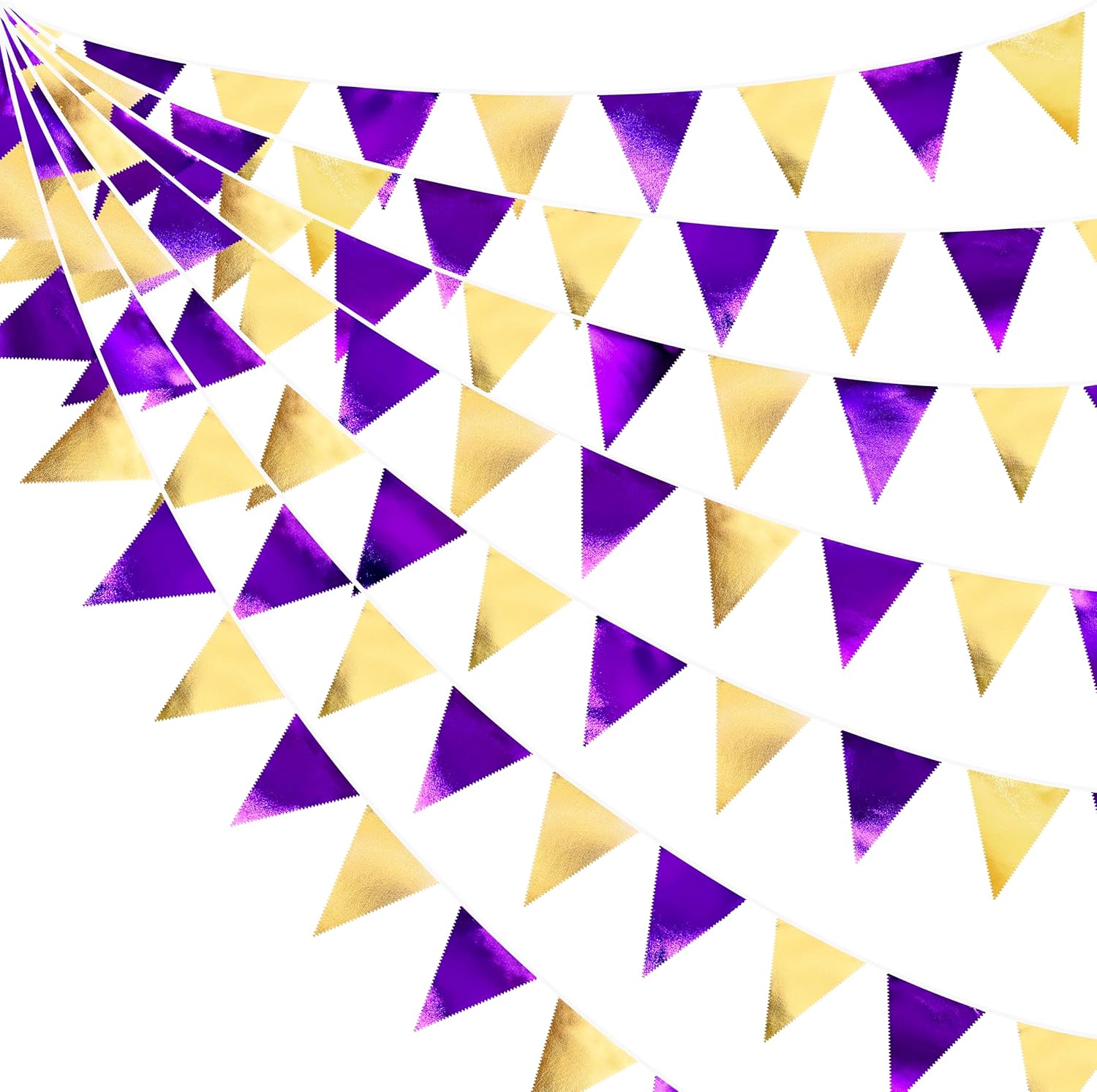 Pinkblume Purple Gold Party Decorations Flag Bunting Garland