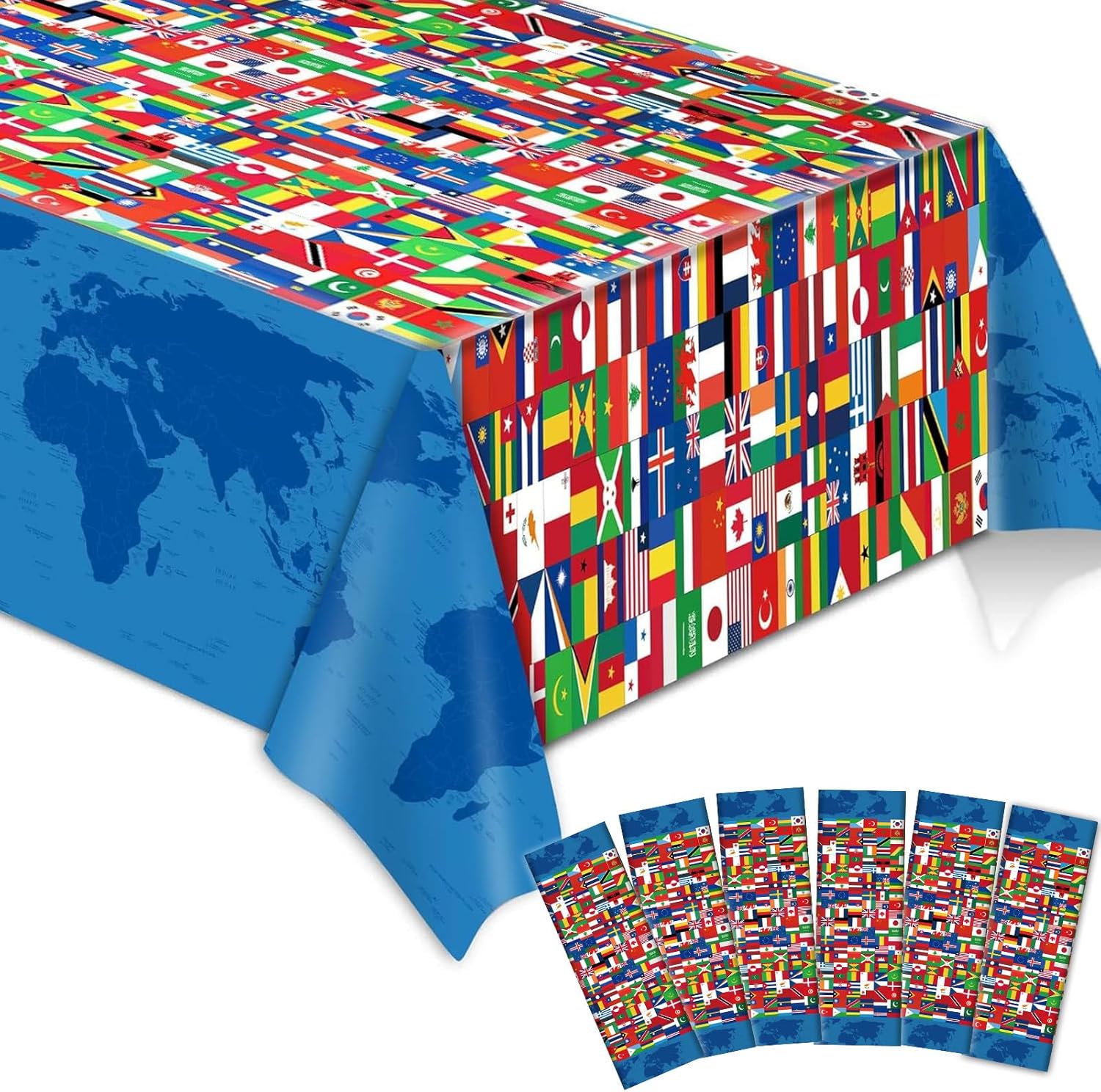 6 Pieces International Flag Table Cover for Parties