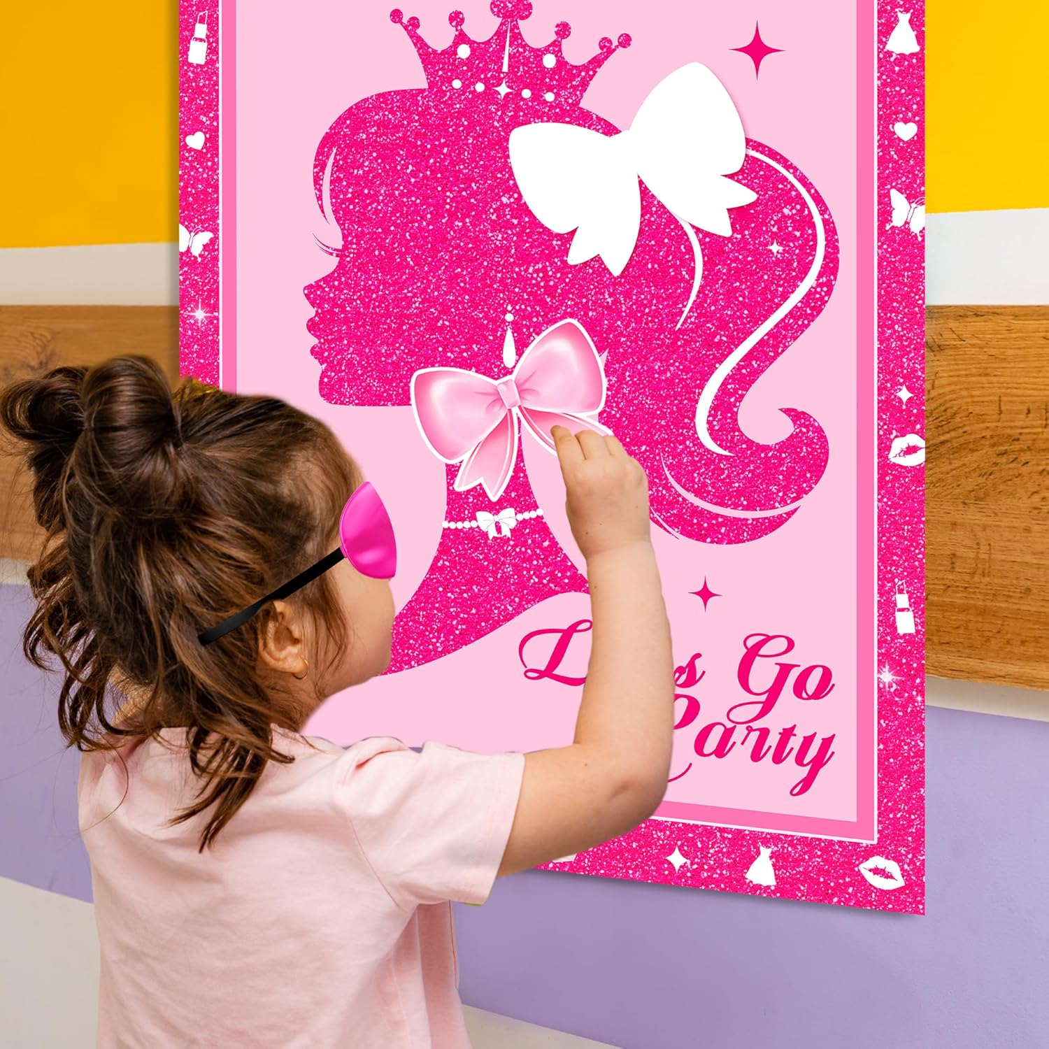 Hot Pink Pin the Bow Game Set for Kids