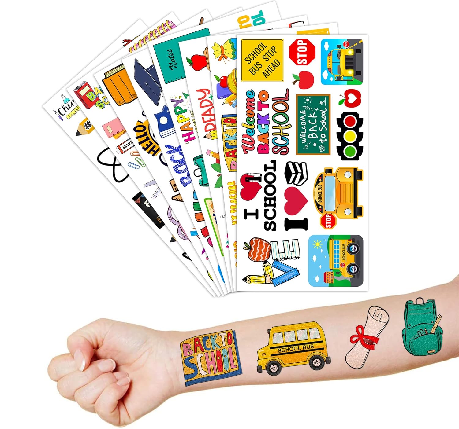 Welcome Back To School Temporary Tattoos 96 PCS Stickers