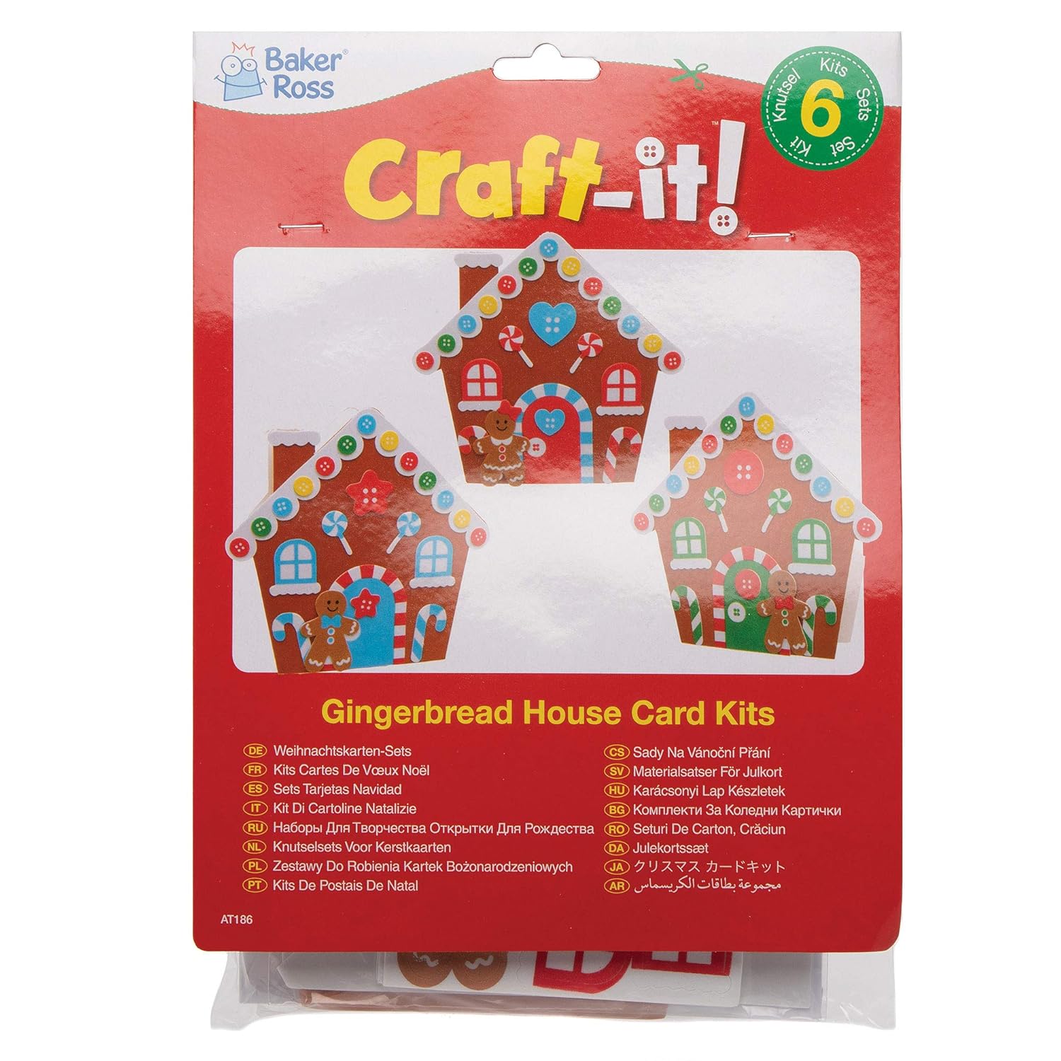 Baker Ross Gingerbread House Mix Match Card Kits Pack of 6