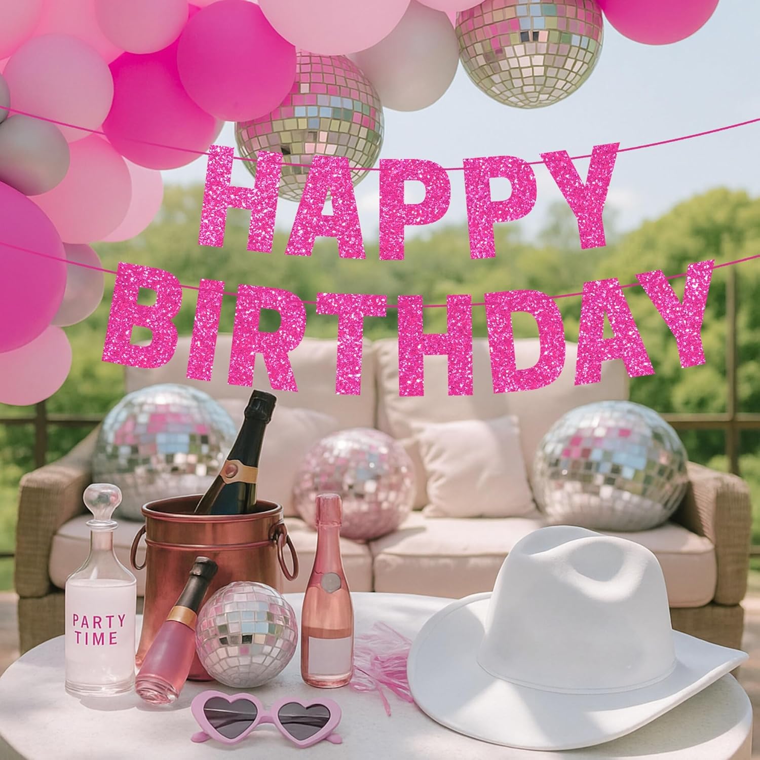 Prestrung Happy Birthday Banner with Glitter