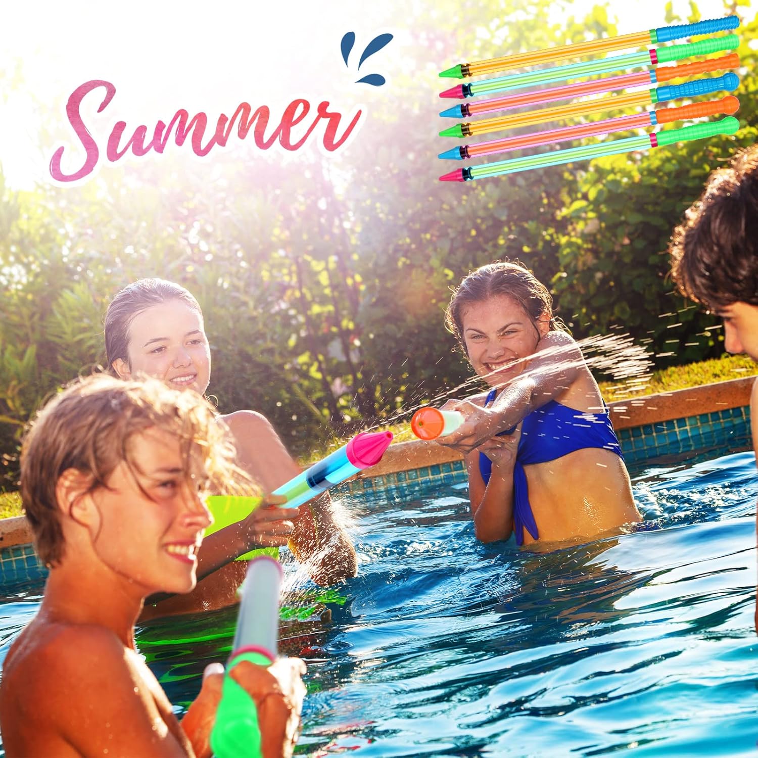 Wettarn 48 Pcs Crayon Water Guns for Summer Fun