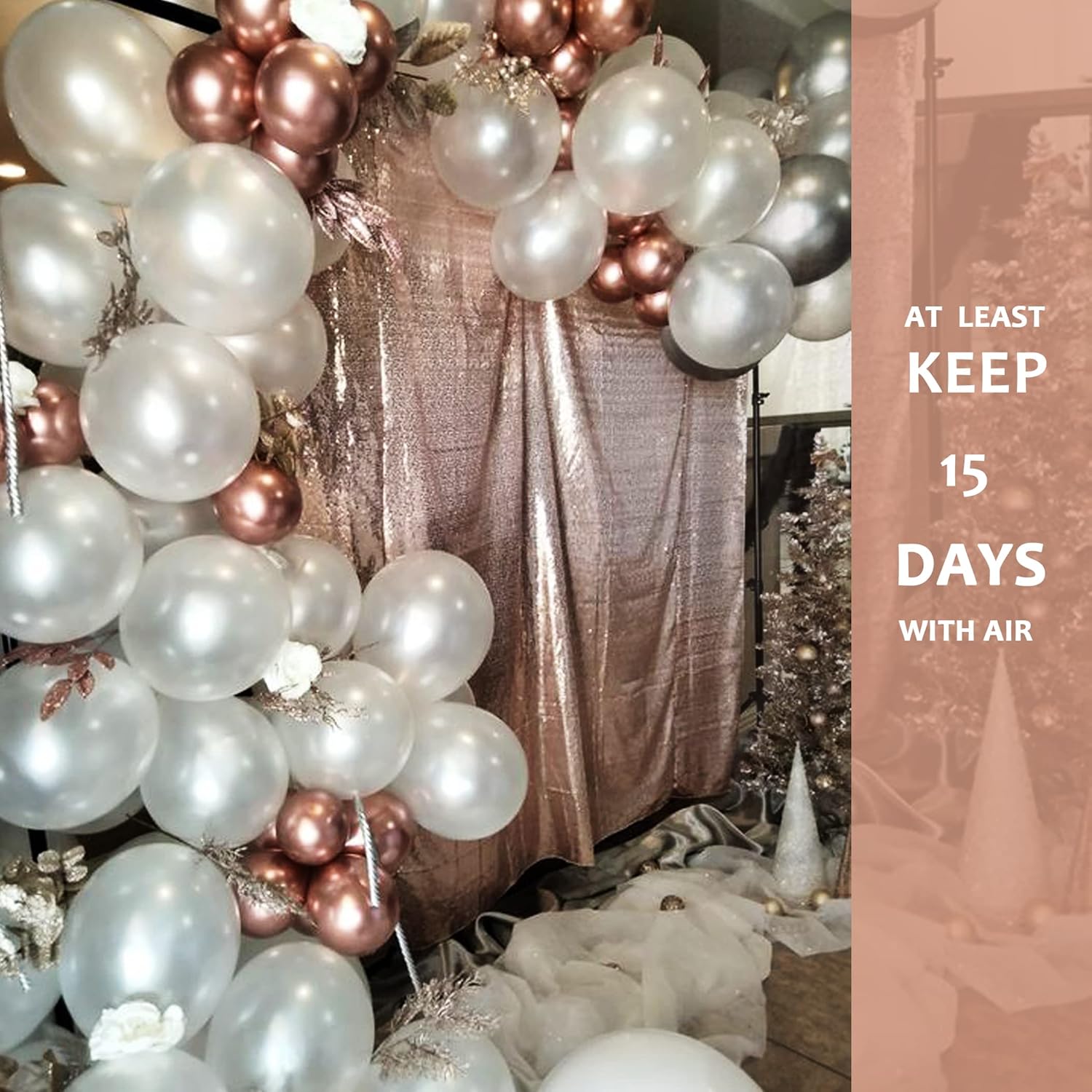 Fayoo 12 Inch White Metallic Balloons 100 Pcs