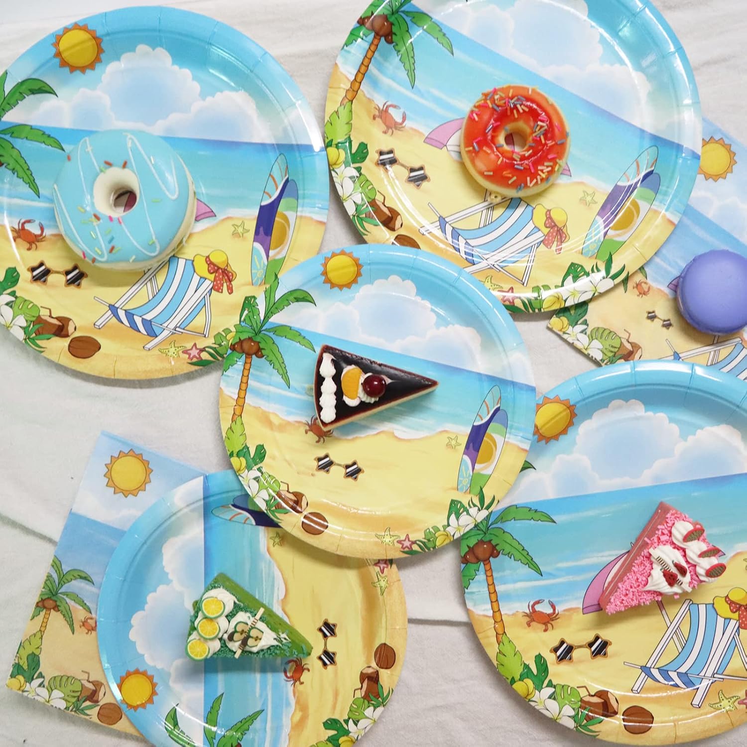Beach Themed Party Plates and Napkins Set for 25 Guests