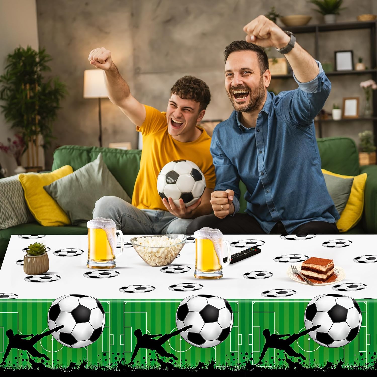 Kochorie 2 Piece Soccer Themed Tablecloth
