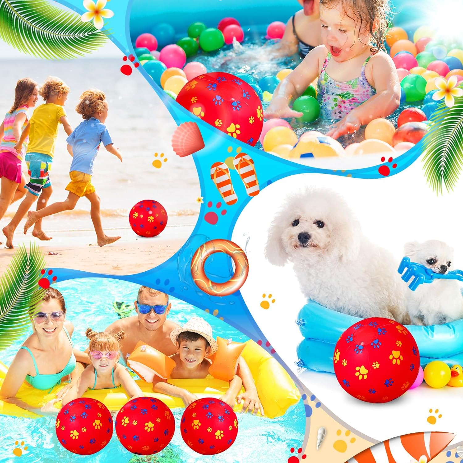 12 Pack Red Dog Paw Beach Balls for Kids 787 Inch