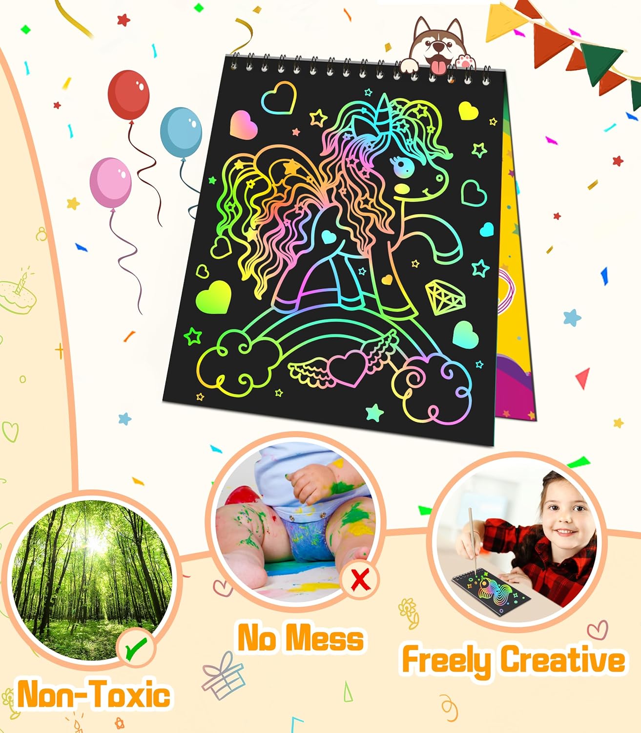 Pigipigi Scratch Paper Party Favor 16 Pack Art Craft Set